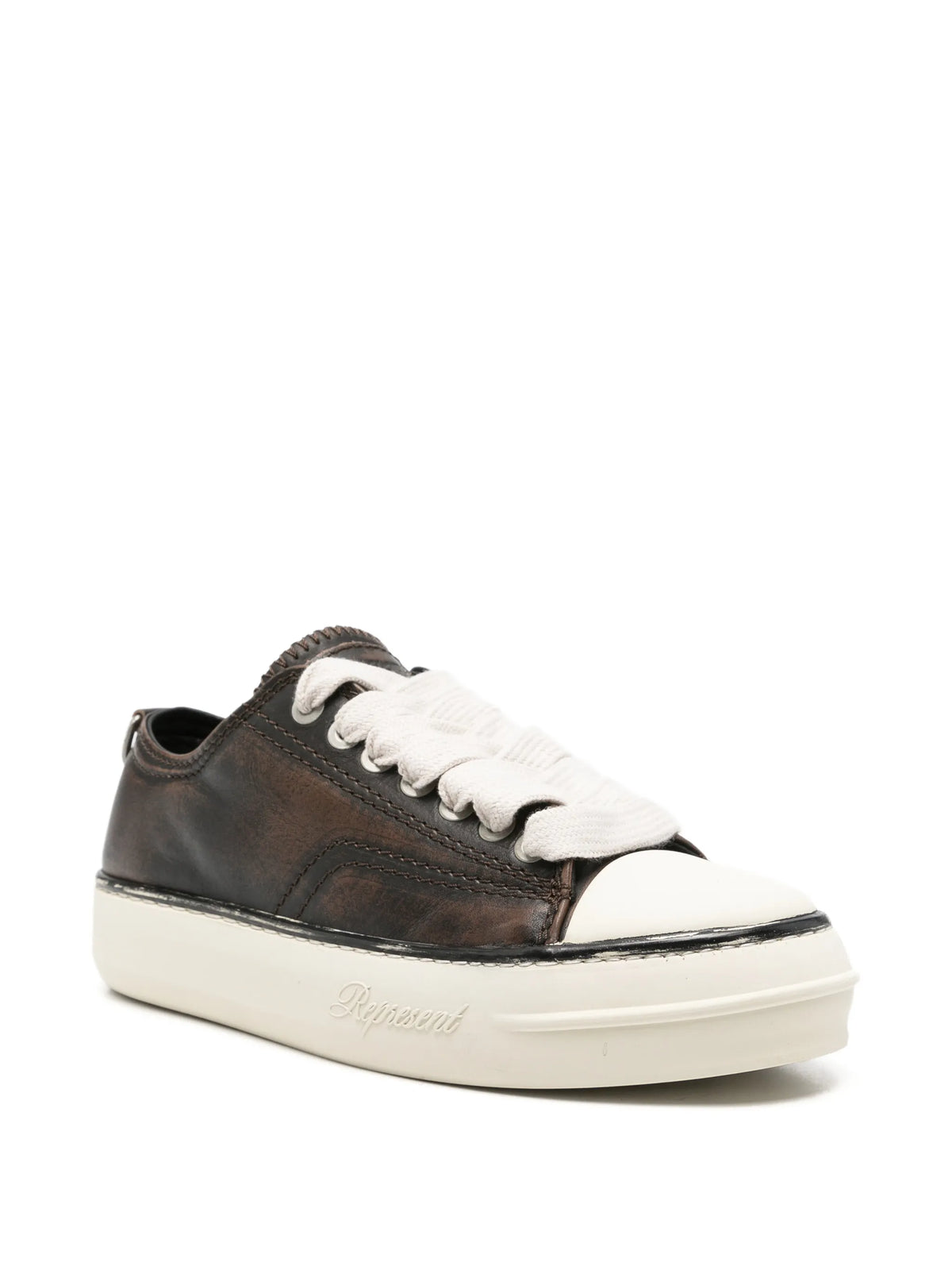 distressed leather sneakers