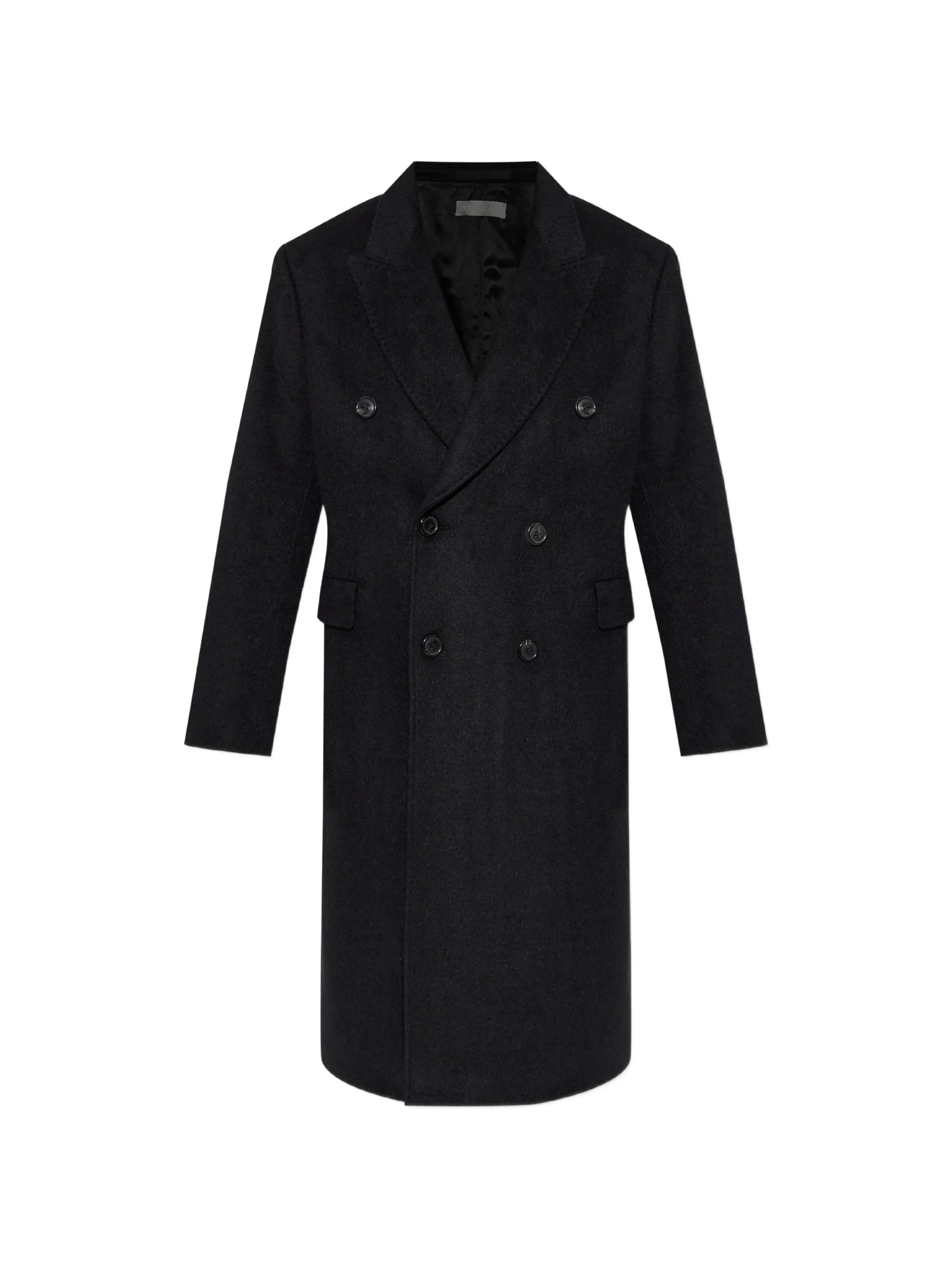 double-breasted hairy-wool coat