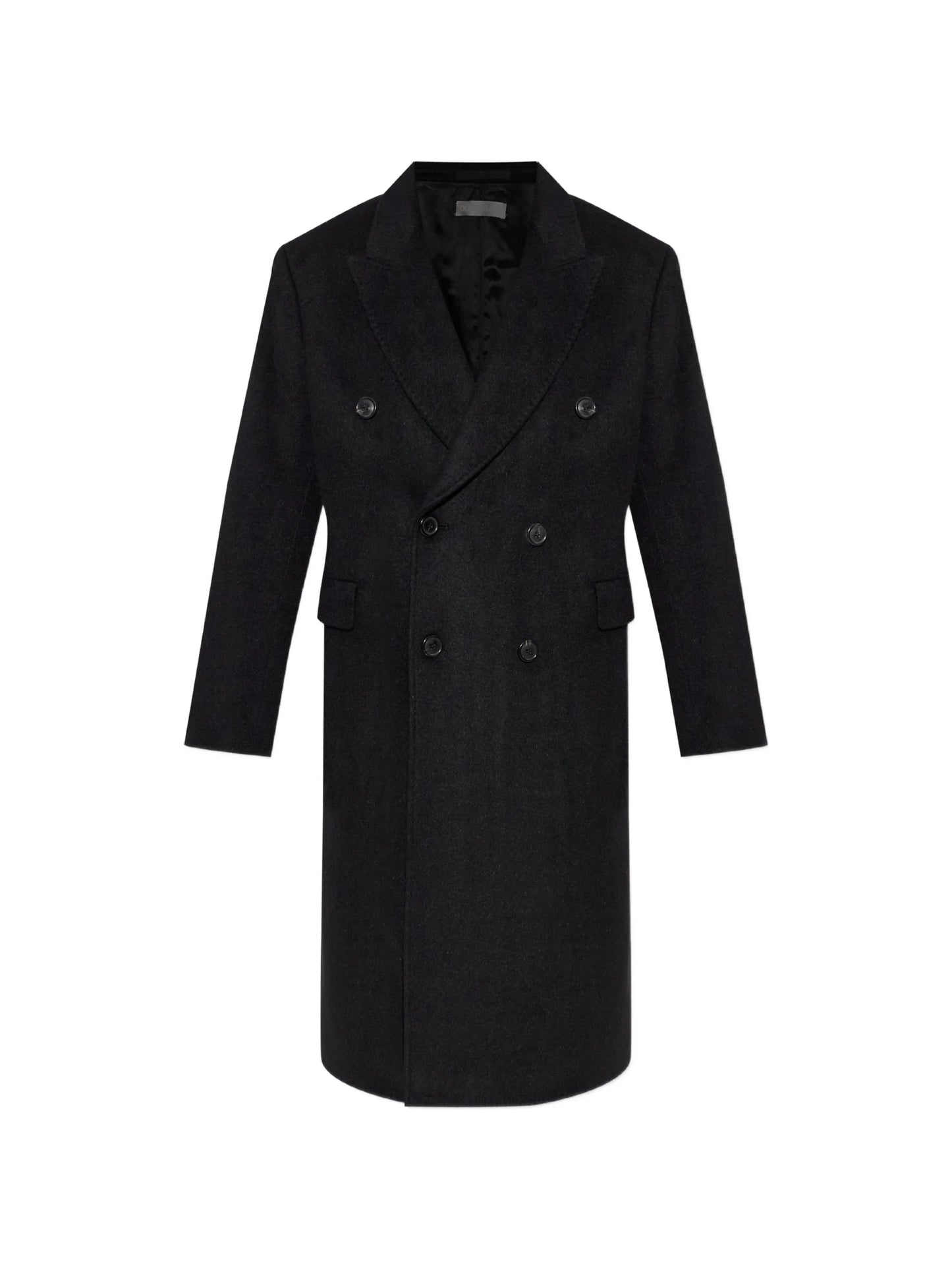double-breasted hairy-wool coat