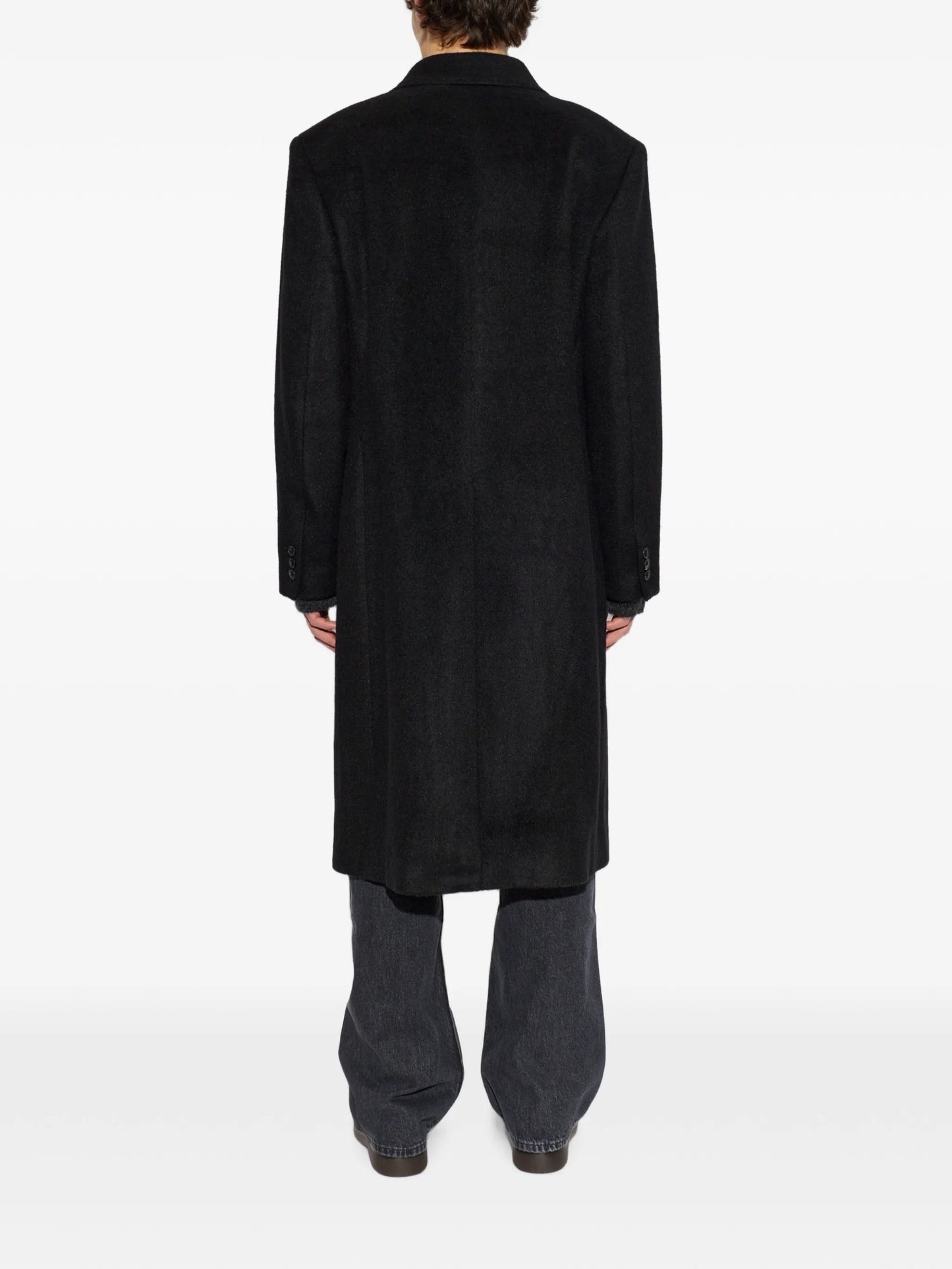 double-breasted hairy-wool coat