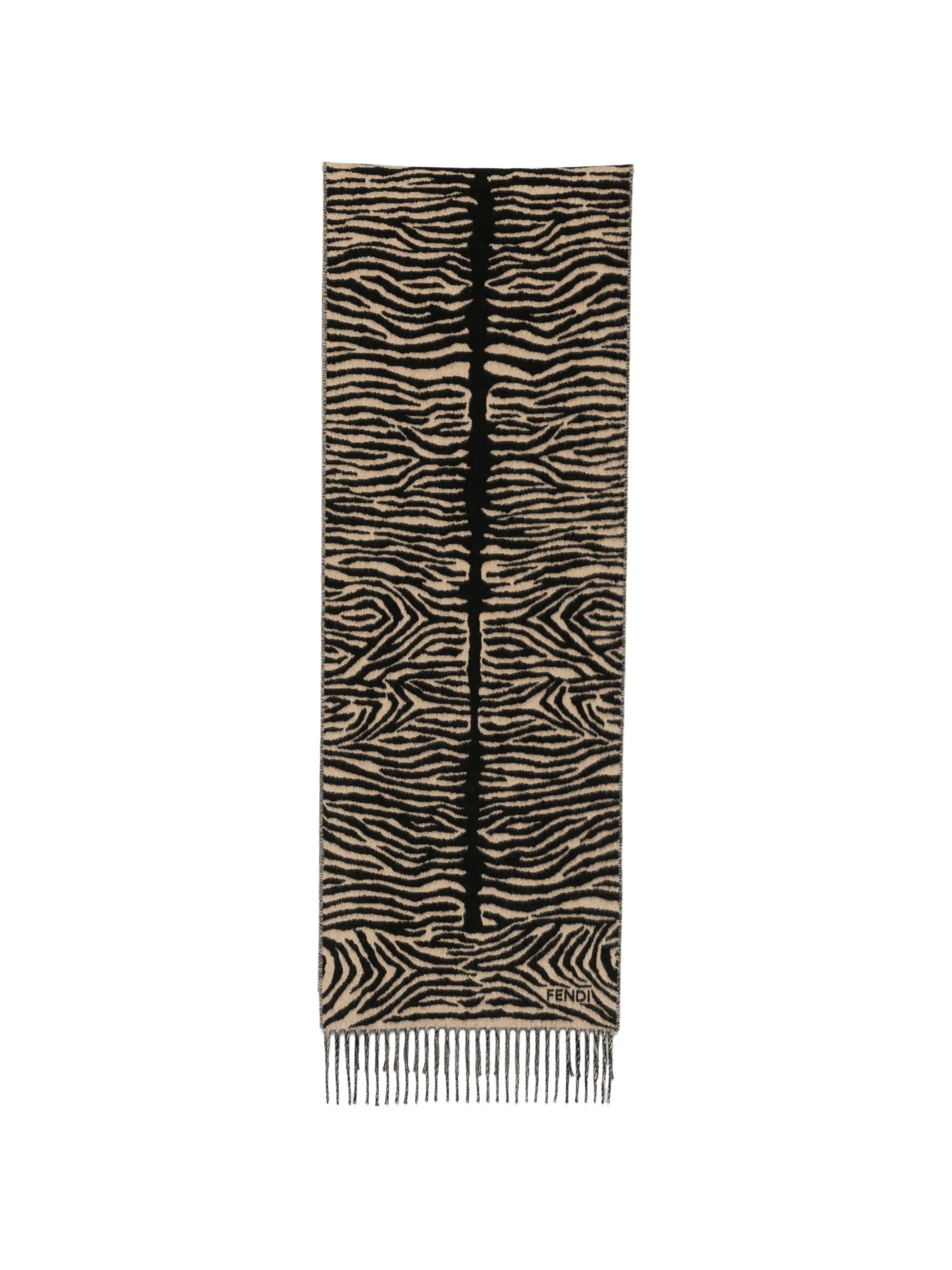 tiger-print fringed scarf