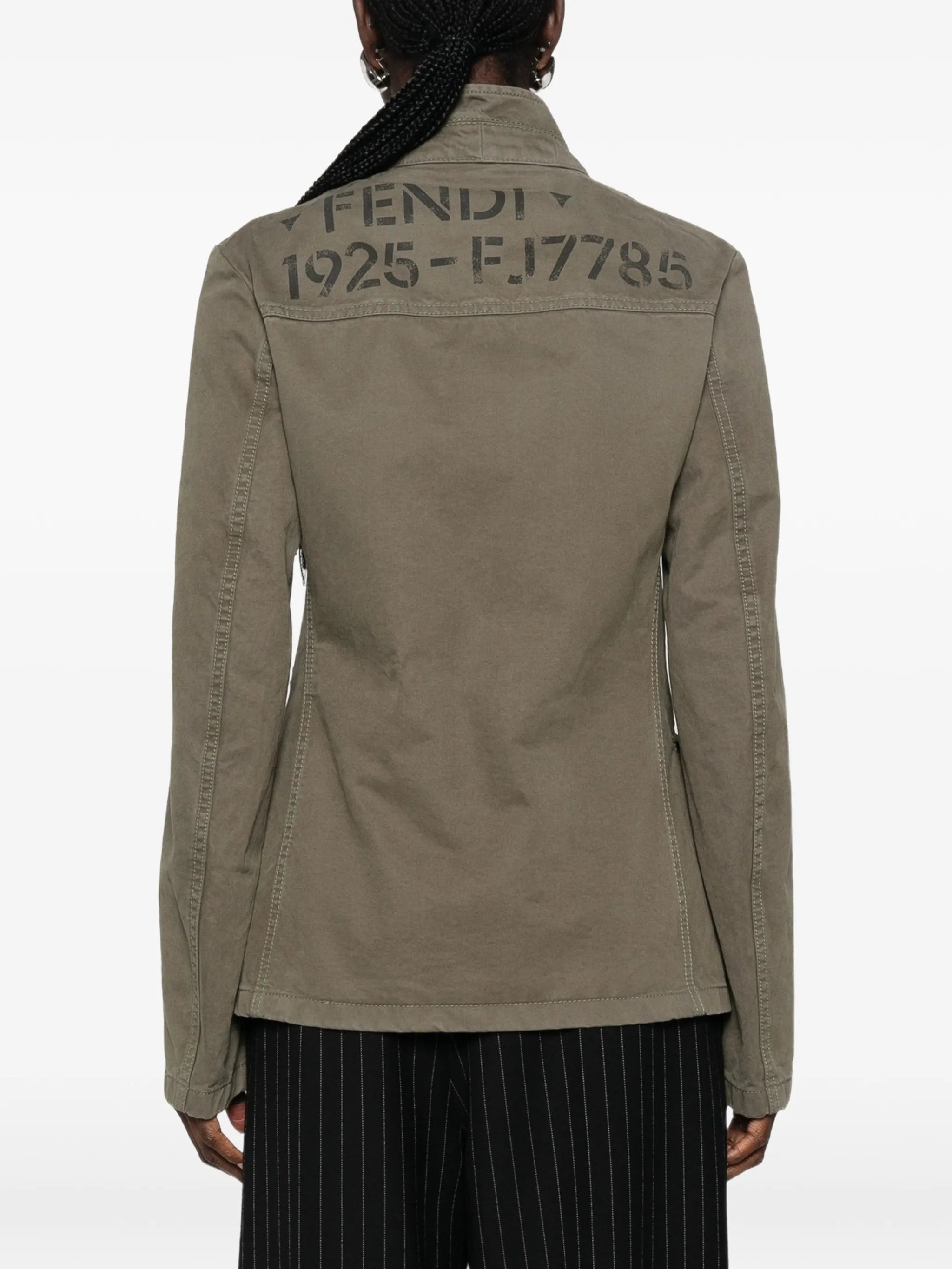 logo-print military jacket