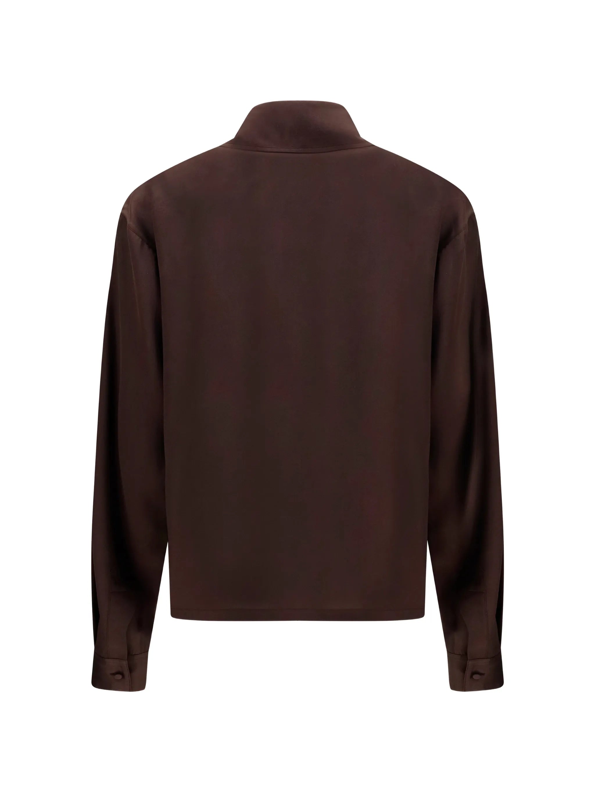 peach-feel silk satin polo with tonal TF embroidered logo