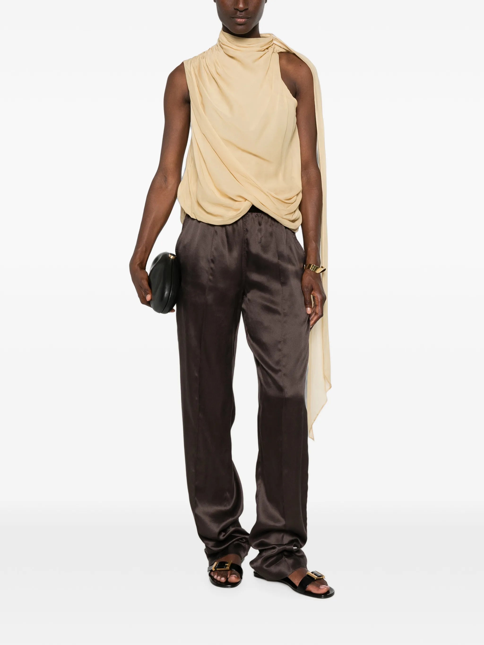 silk elasticated-waistband trousers