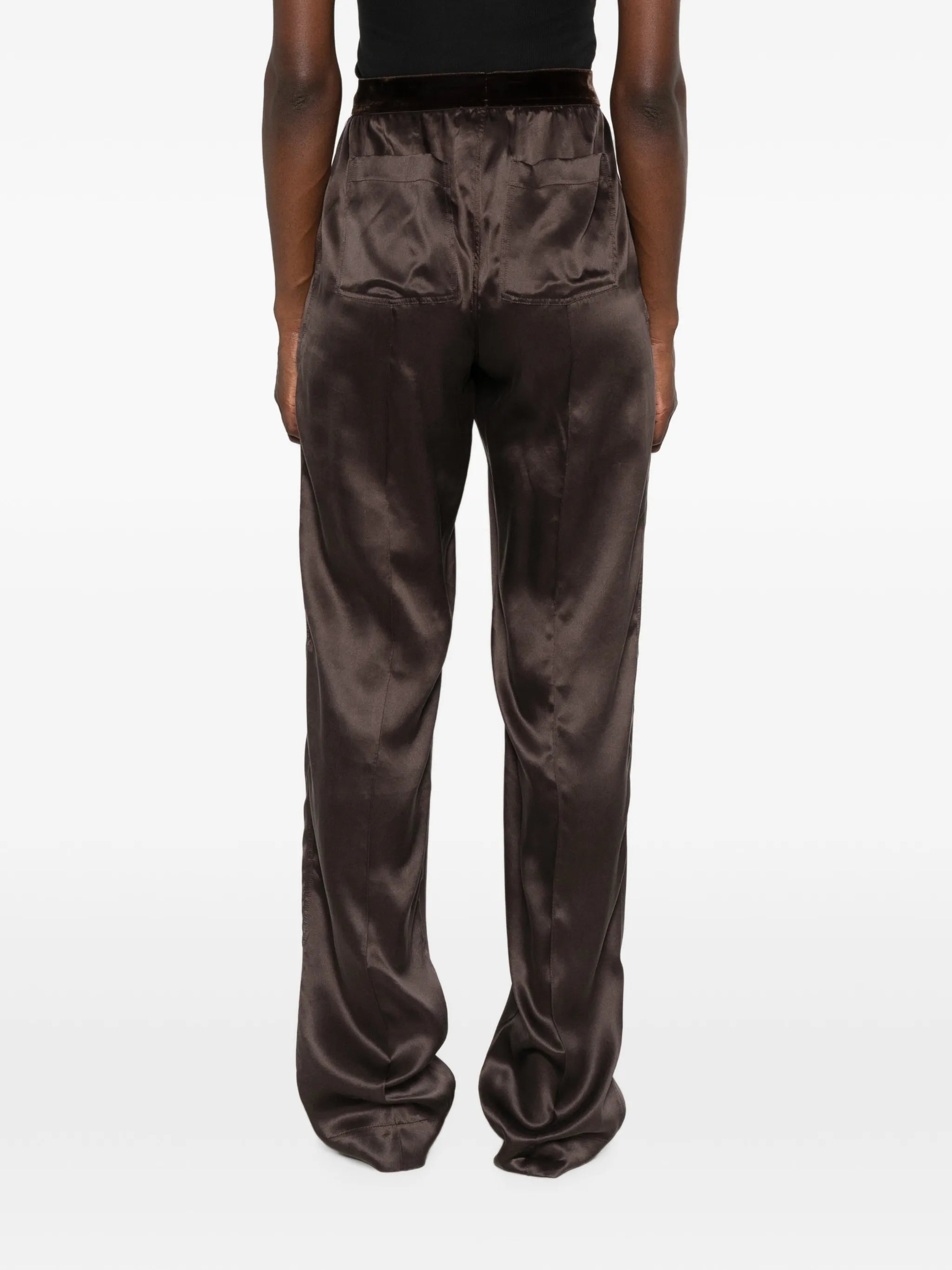 silk elasticated-waistband trousers