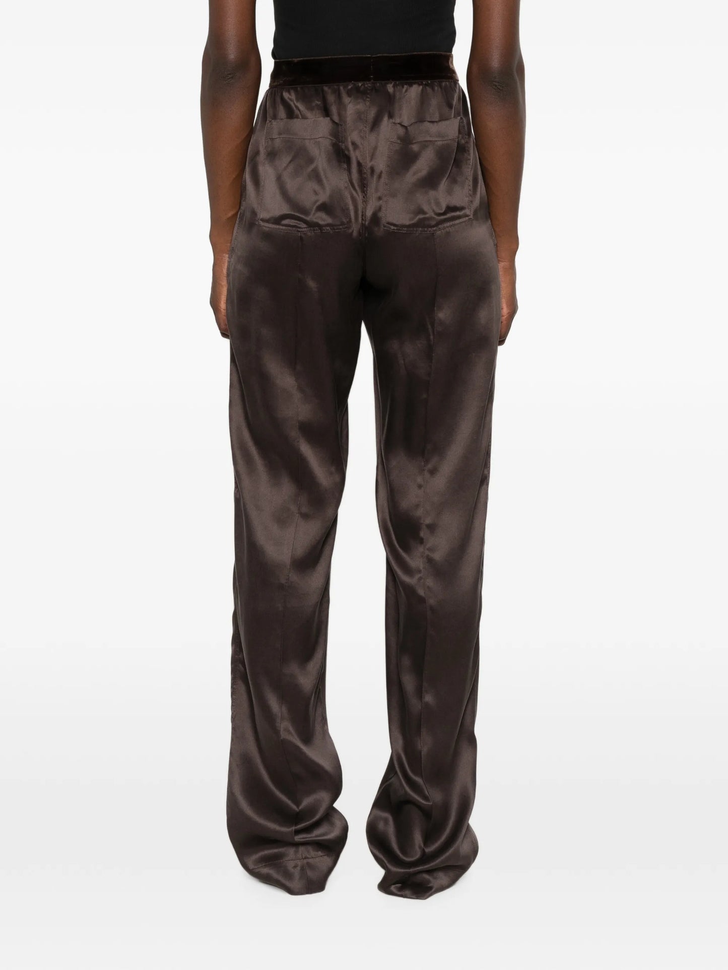 silk elasticated-waistband trousers