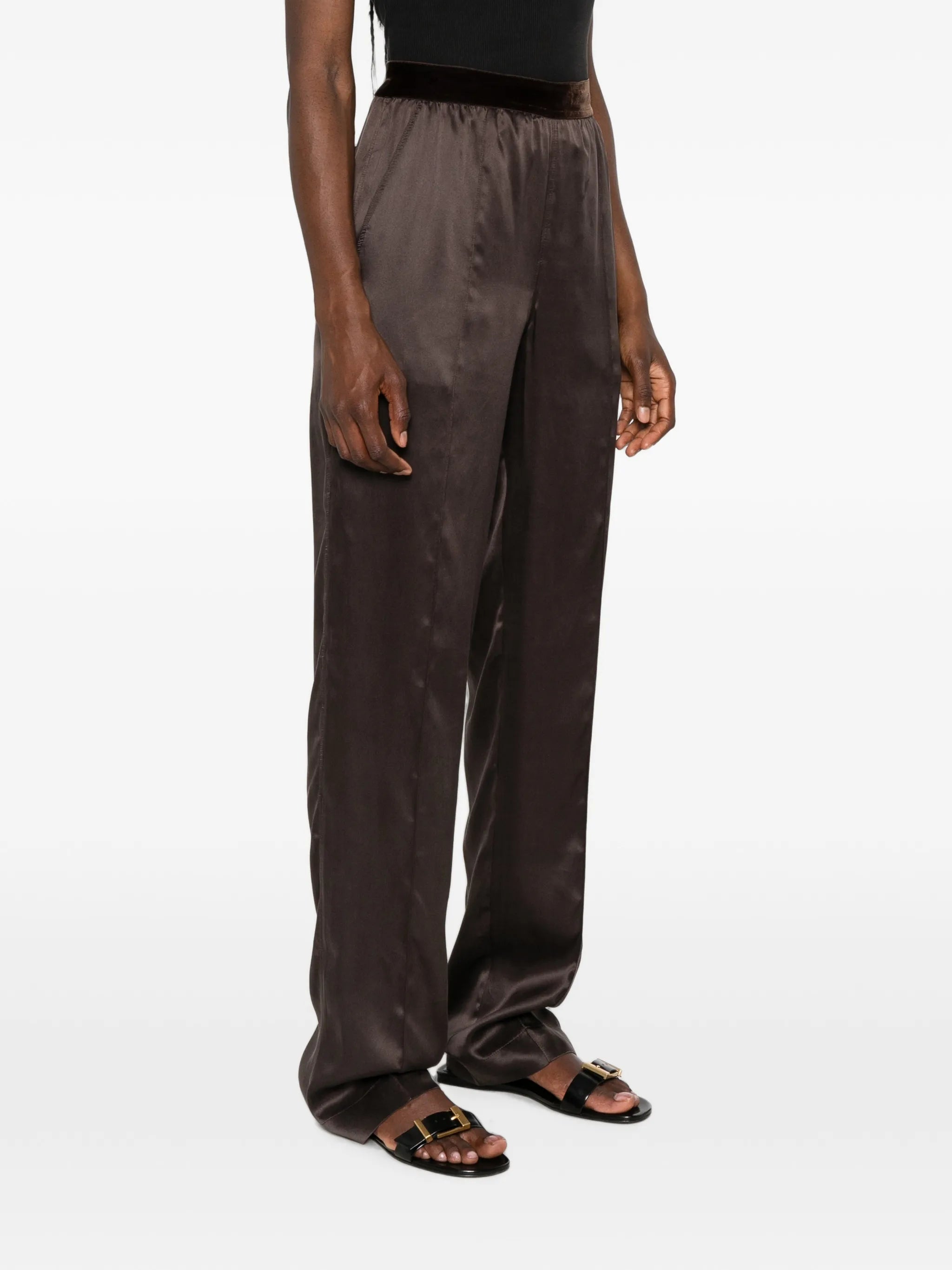 silk elasticated-waistband trousers