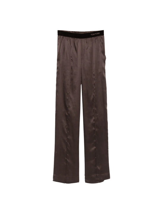 silk elasticated-waistband trousers