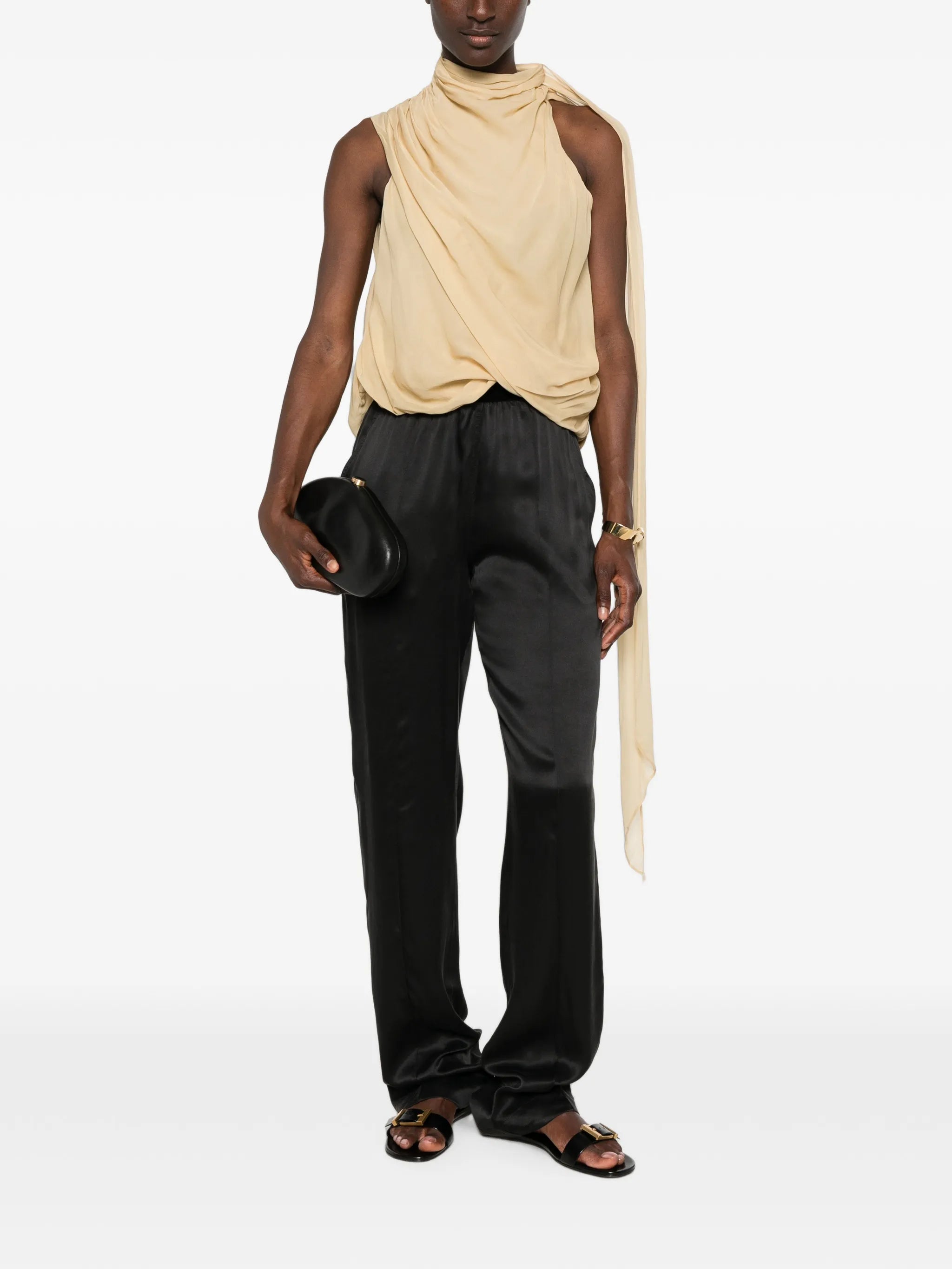 Peach-Feel silk satin PJ trousers