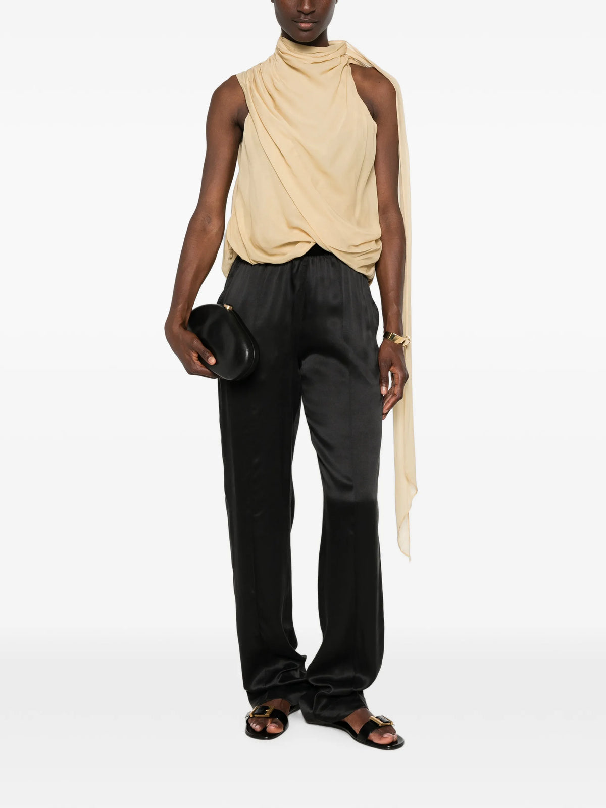 Peach-Feel silk satin PJ trousers