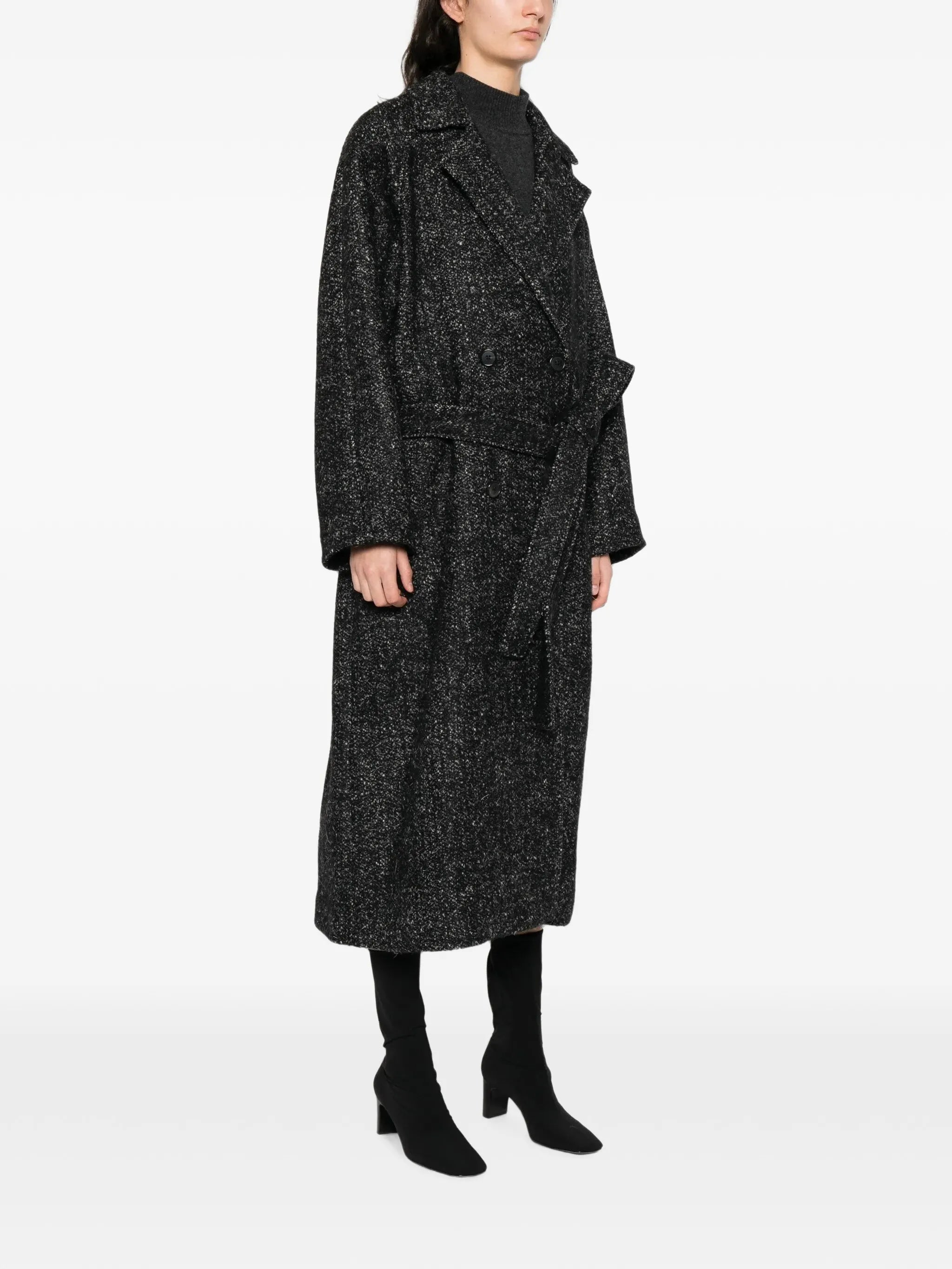 double-breasted belted coat