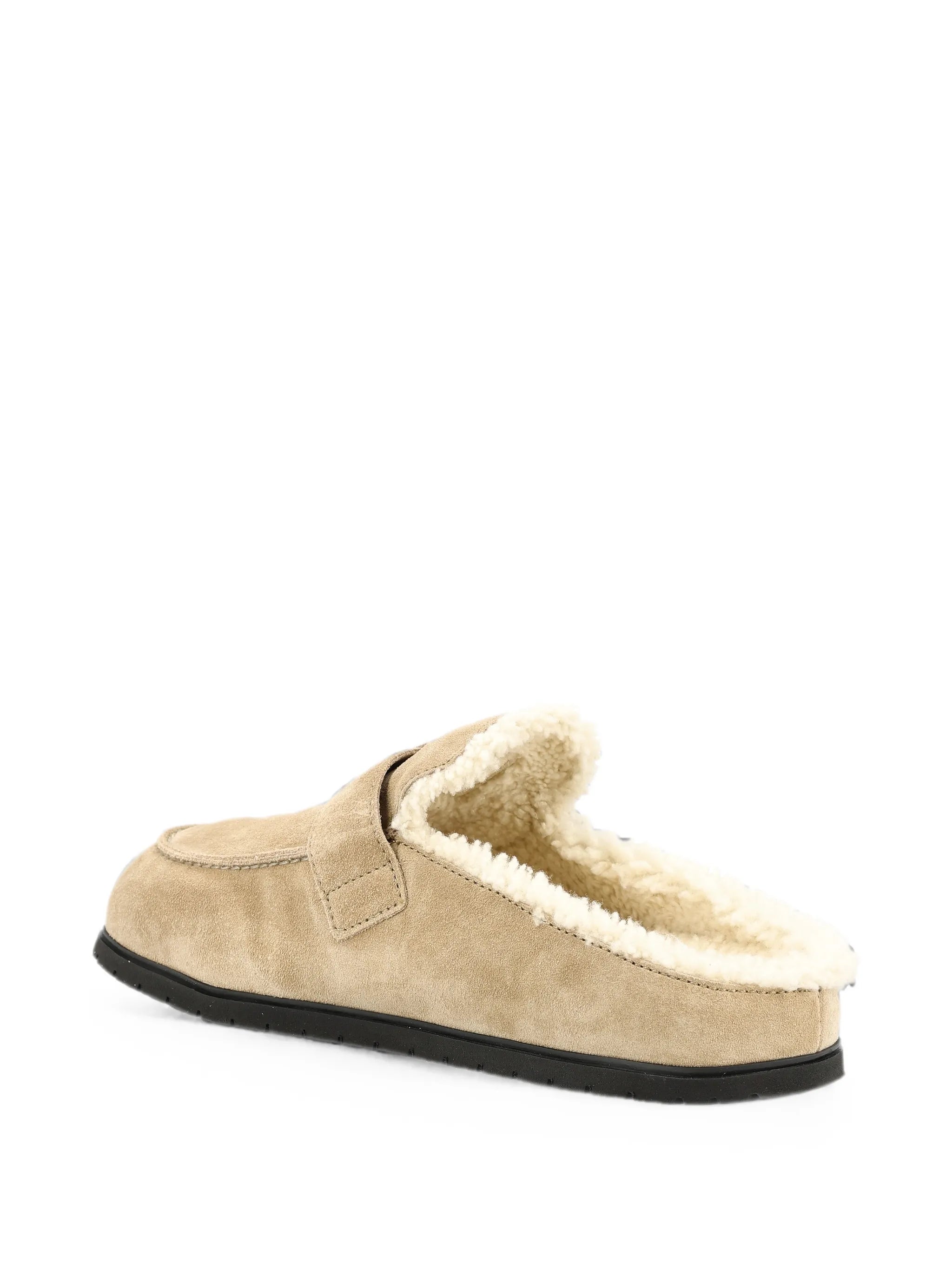 buckle-fastening shearling-lined mules