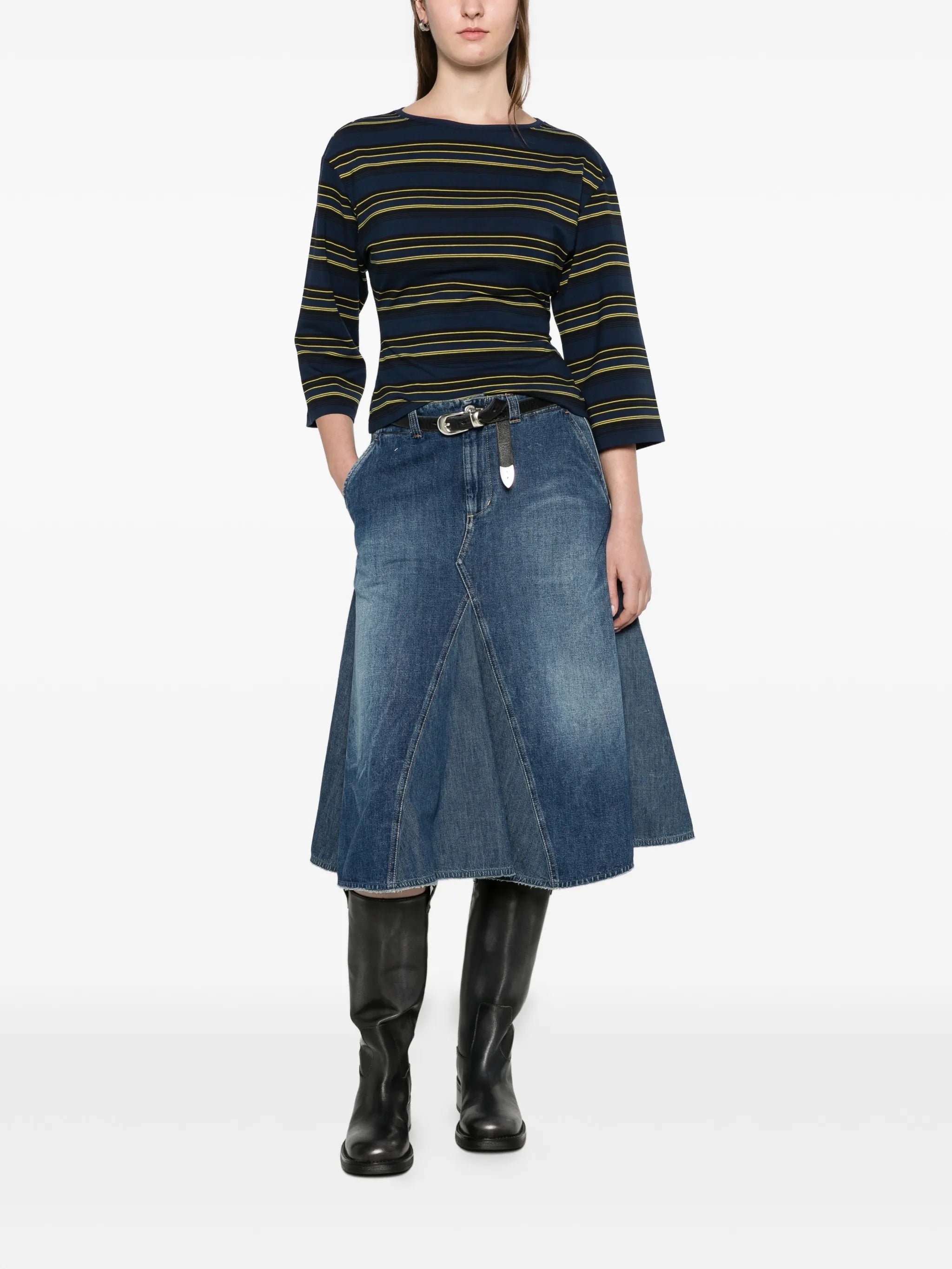 Douglas top navy moss stripe