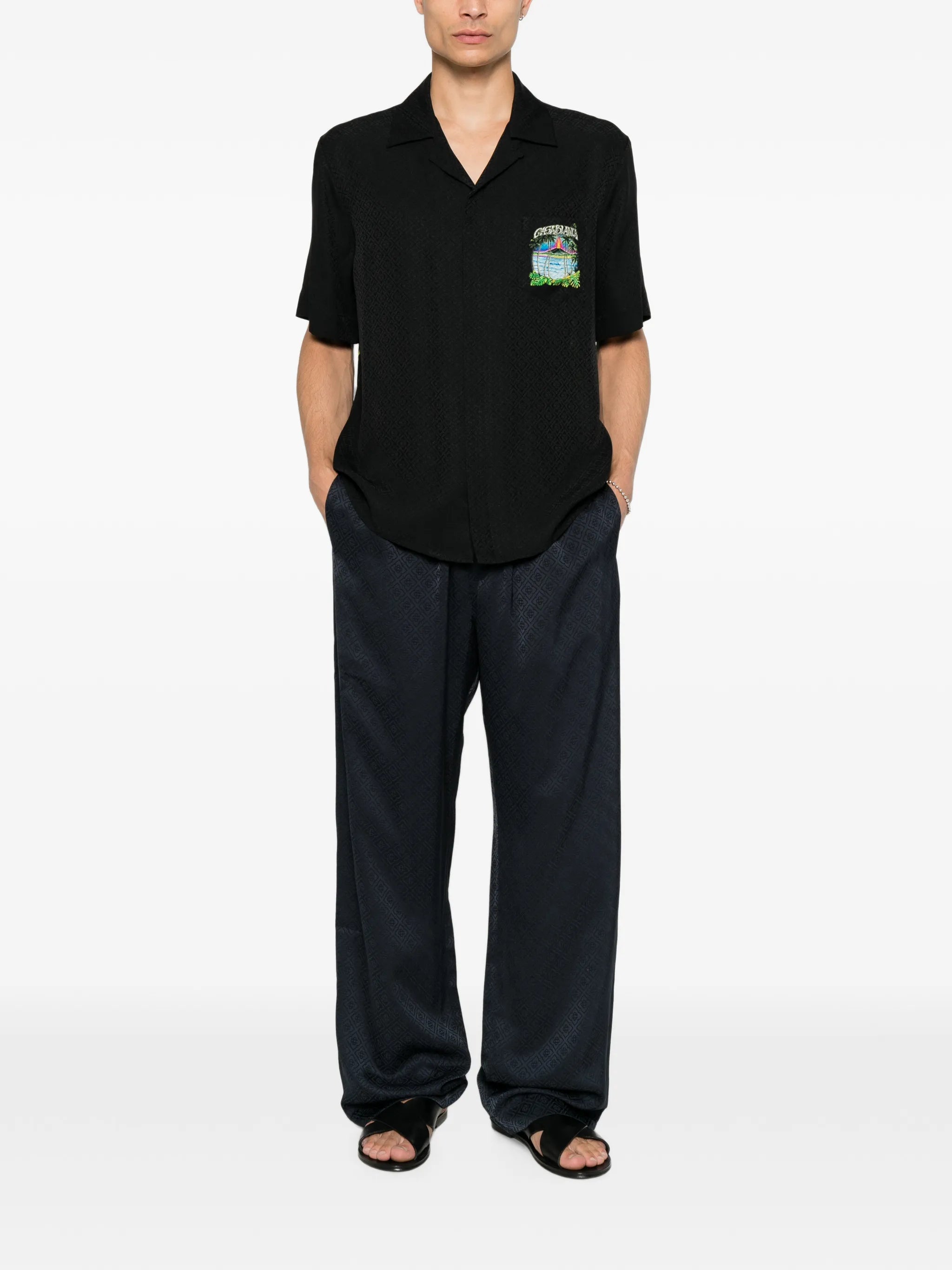 monogram-jacquard trousers