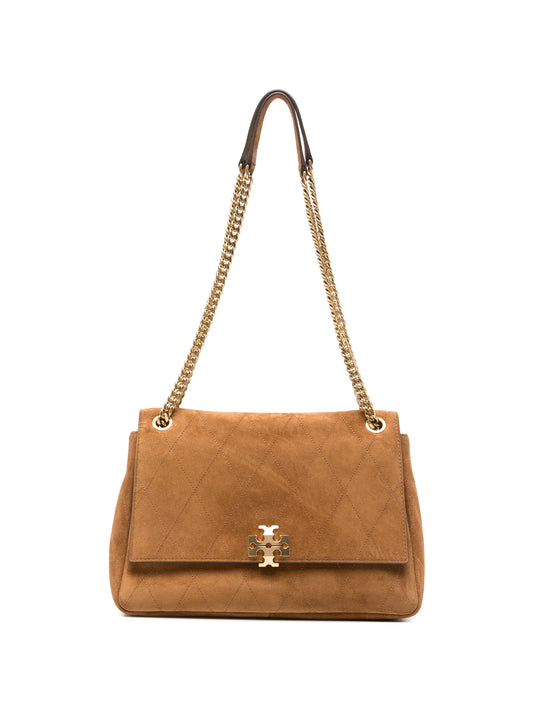 Charlie quilted suede shoulder bag