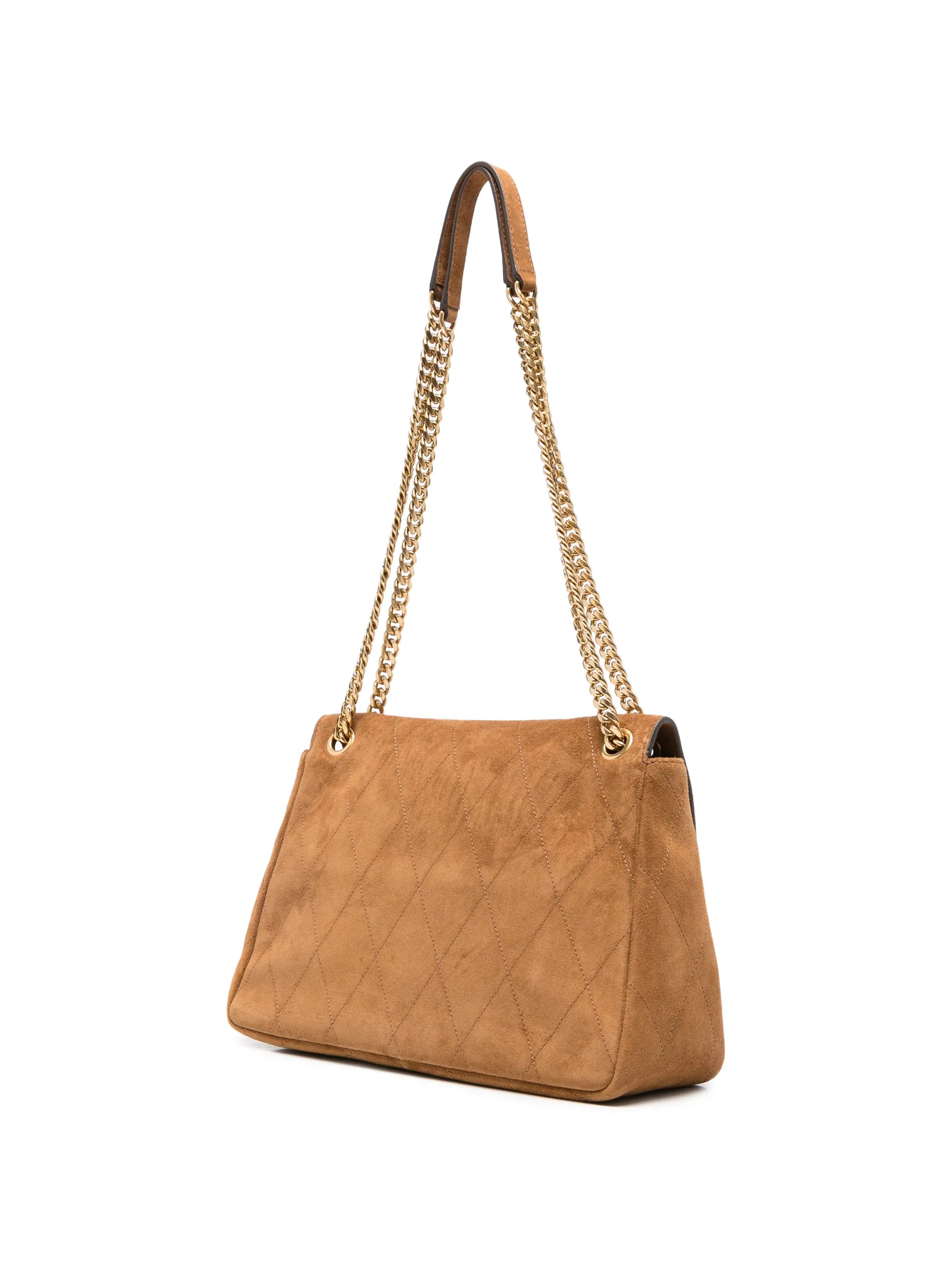 Charlie quilted suede shoulder bag
