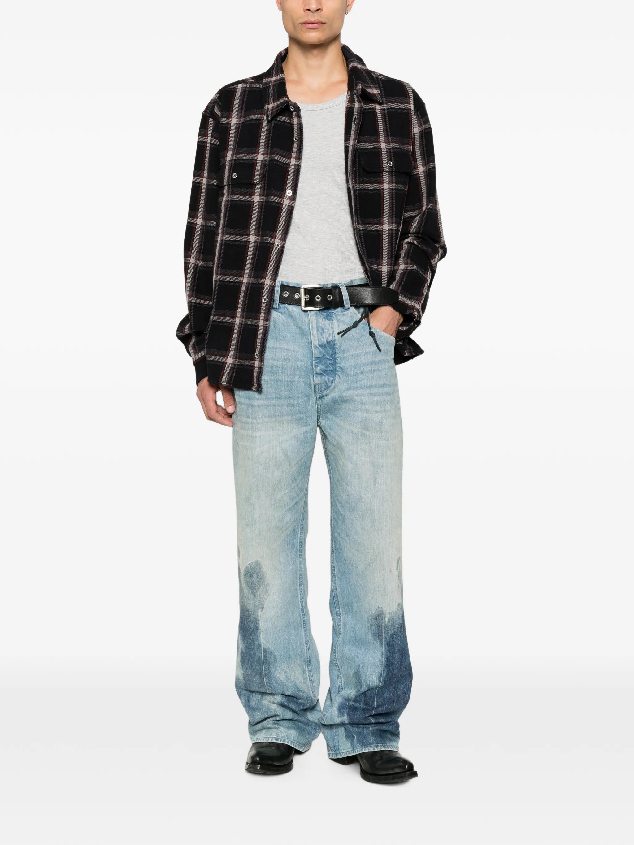 check-pattern cotton shirt