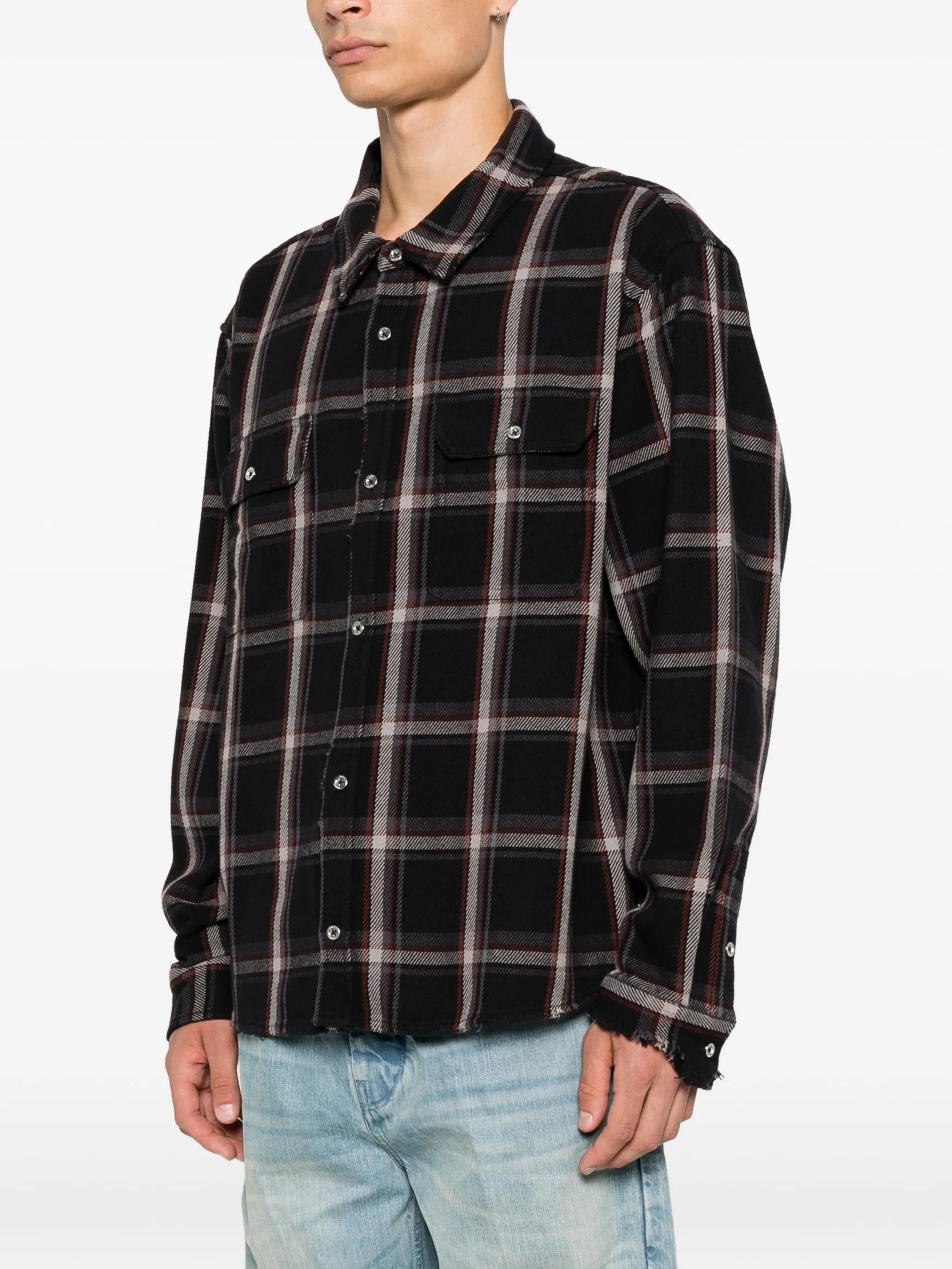 check-pattern cotton shirt