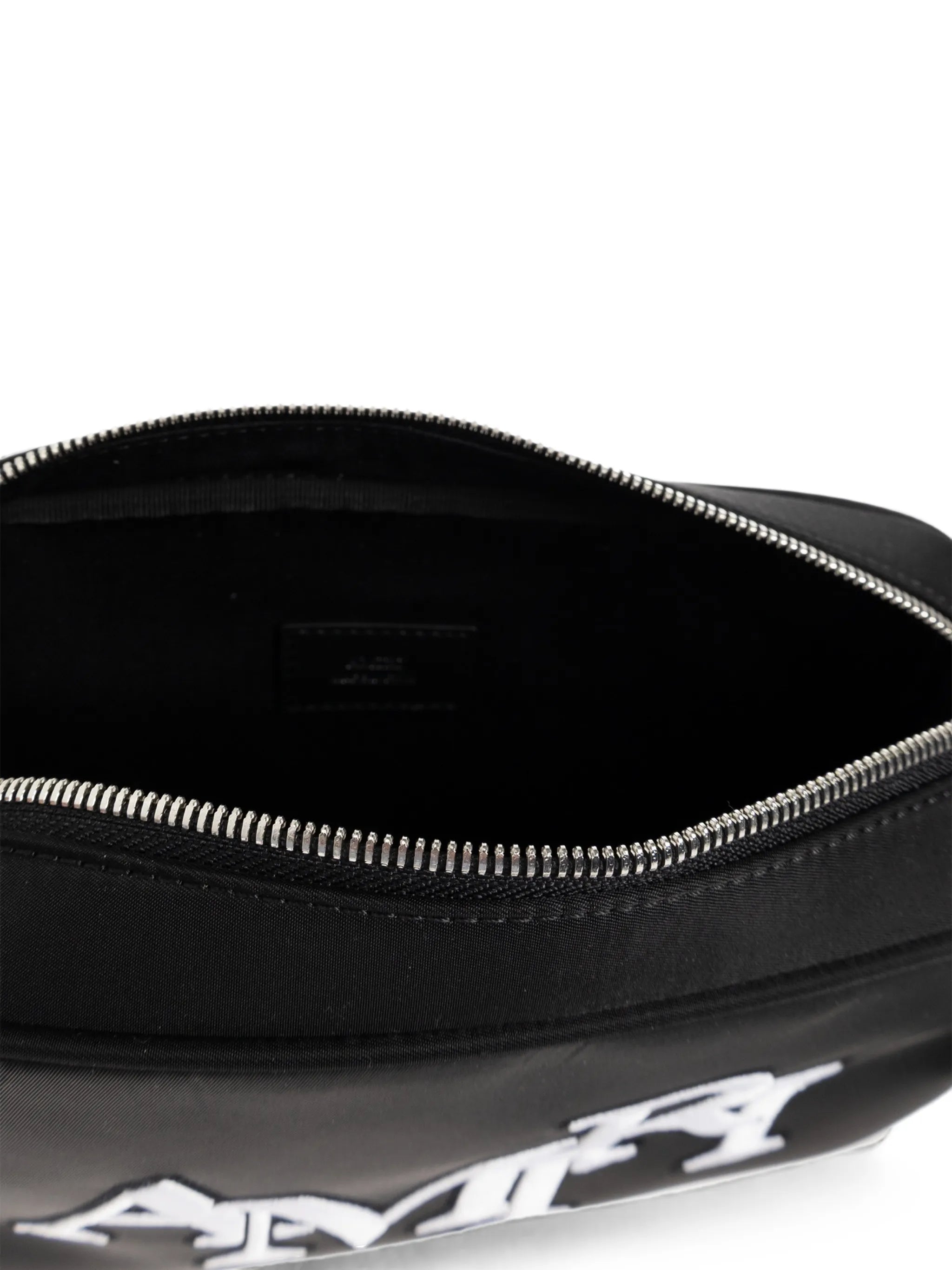 Staggered logo-embroidered messenger bag