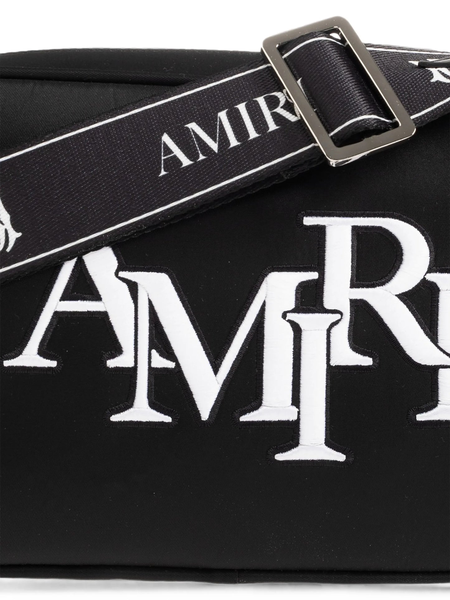 Staggered logo-embroidered messenger bag