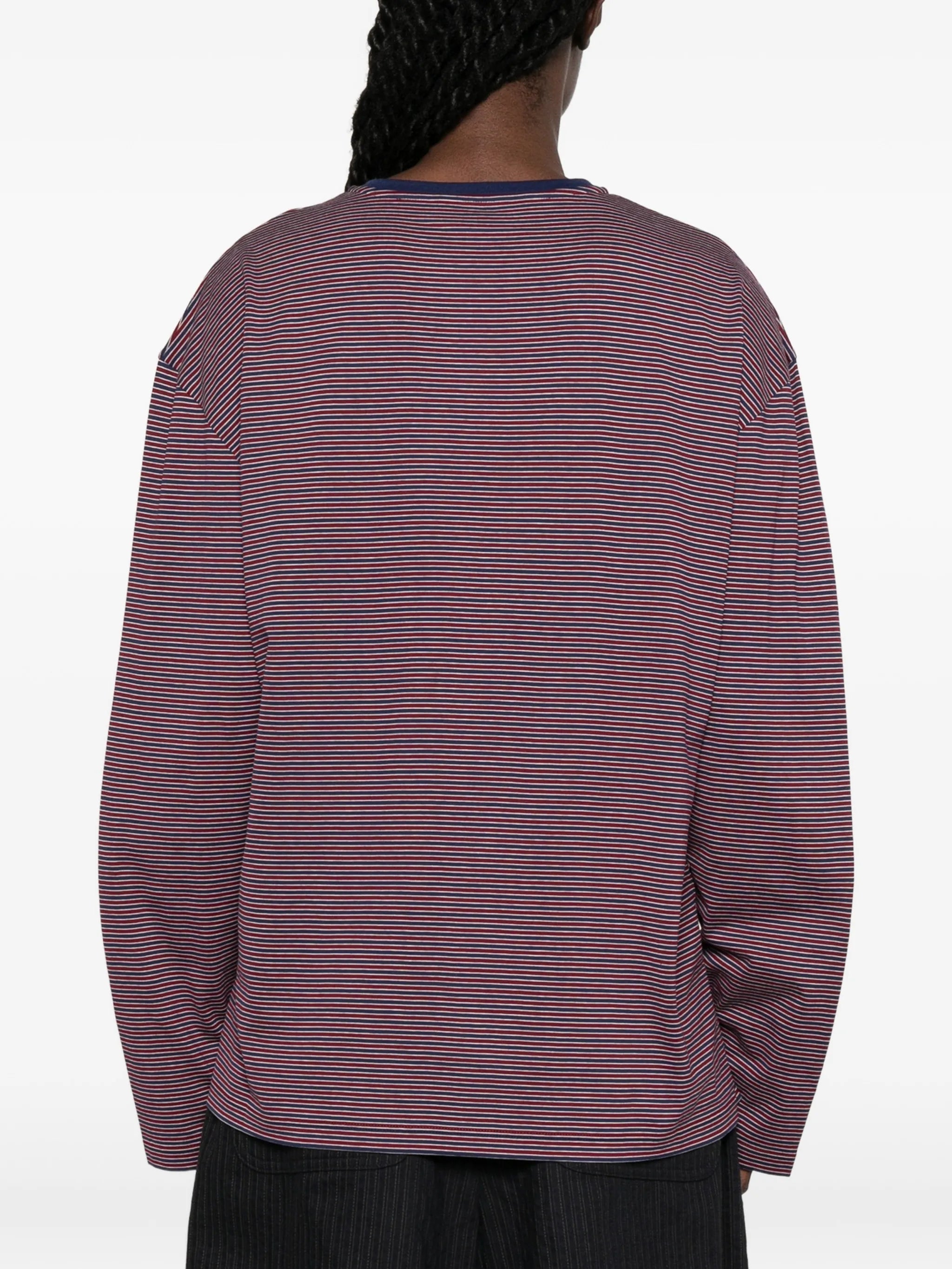 striped long-sleeve henley top