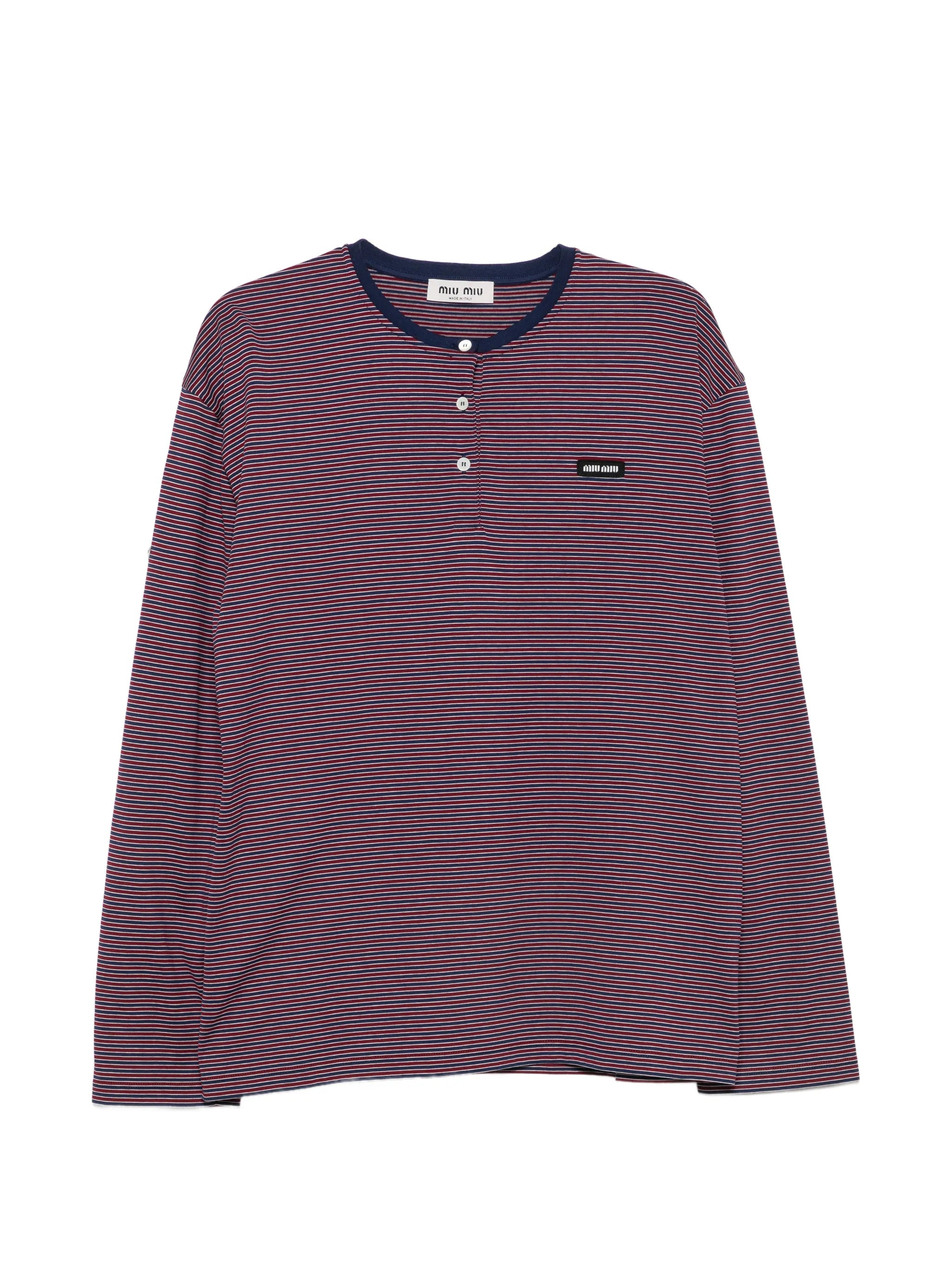 striped long-sleeve henley top