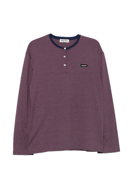 striped long-sleeve henley top