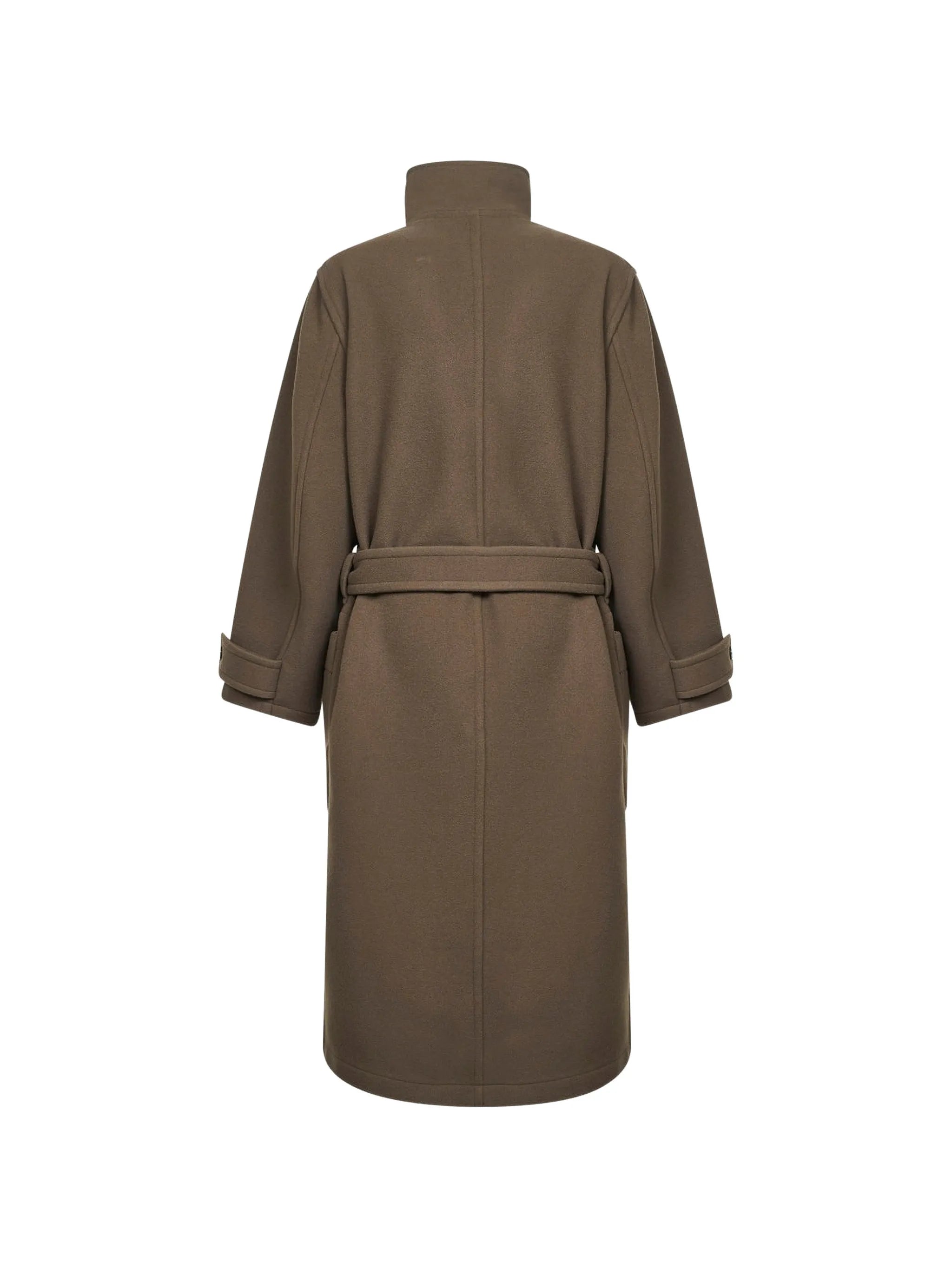 belted wrap-design coat