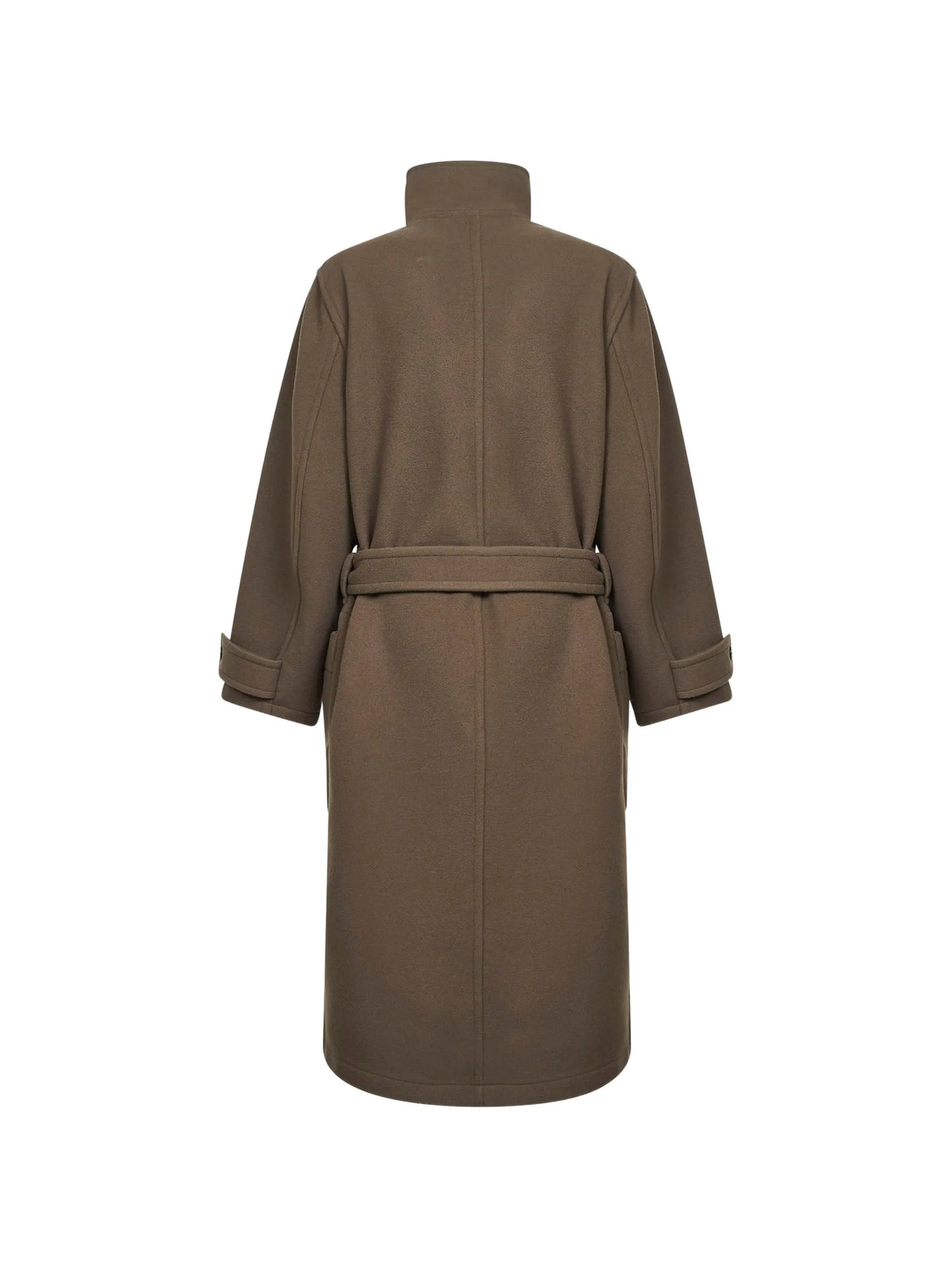 belted wrap-design coat