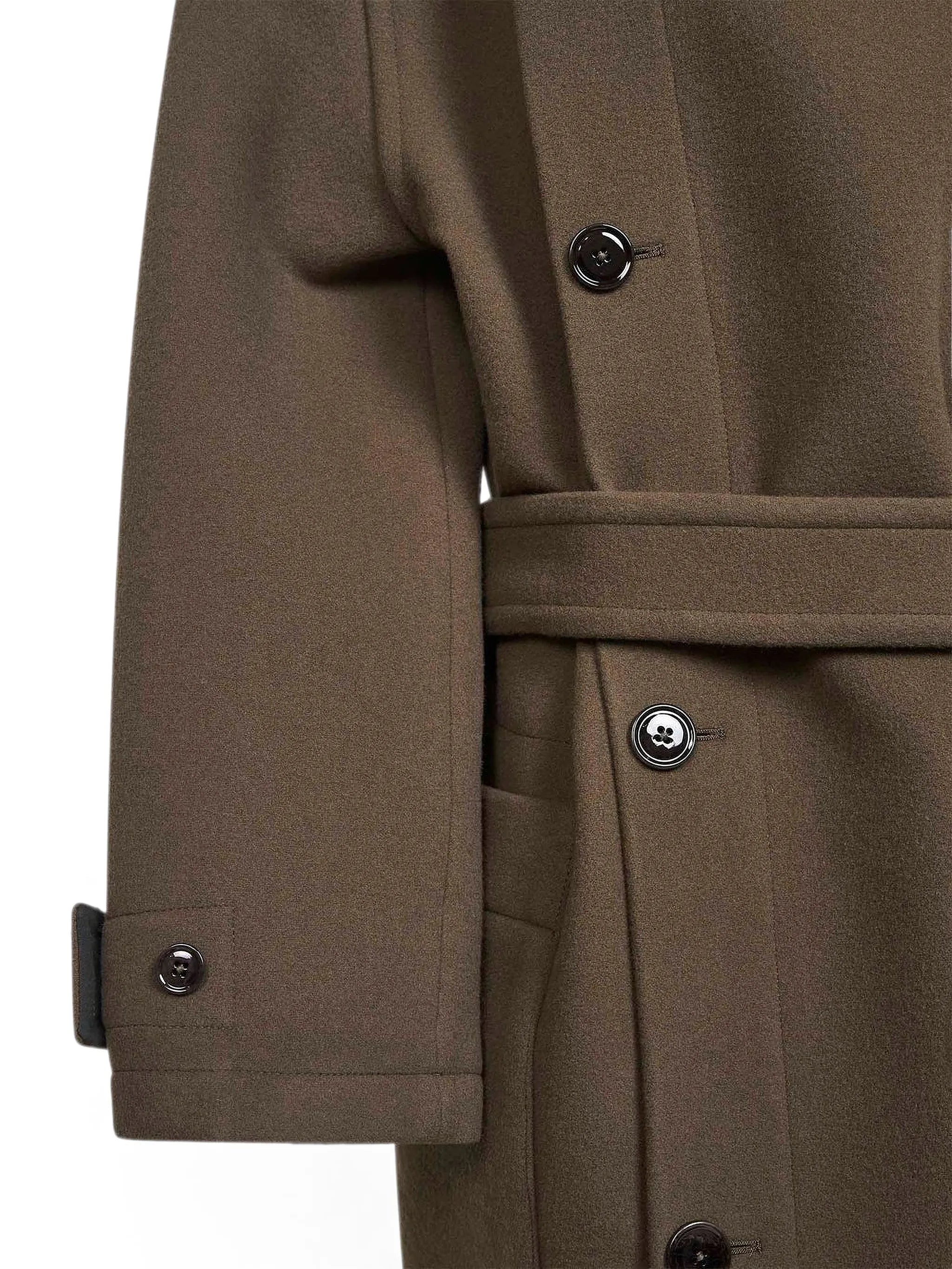 belted wrap-design coat