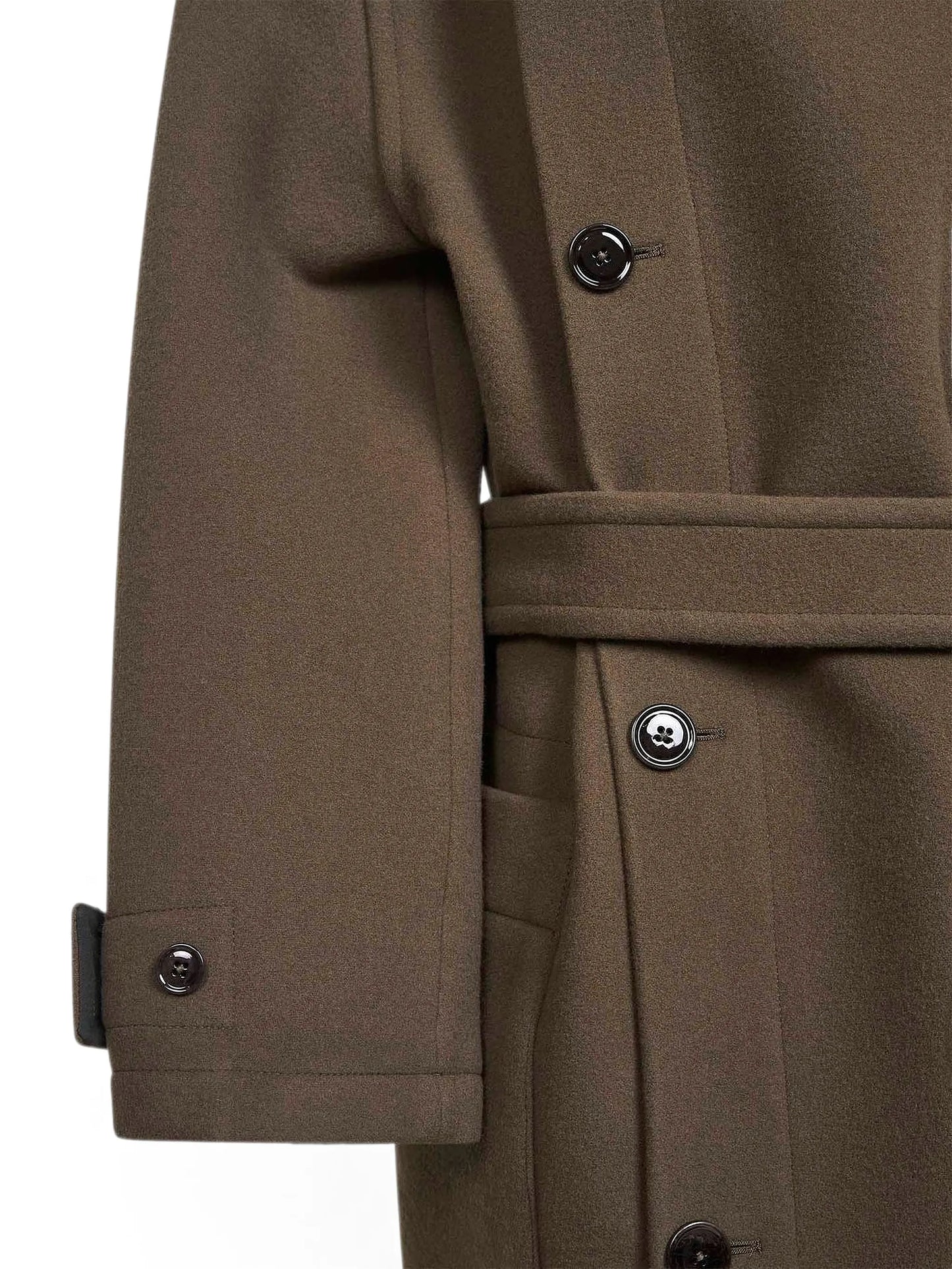 belted wrap-design coat