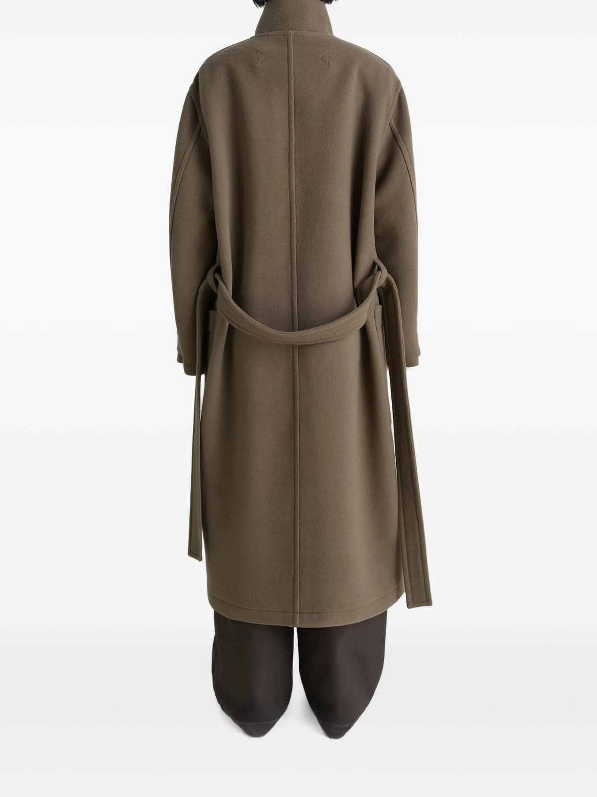 belted wrap-design coat