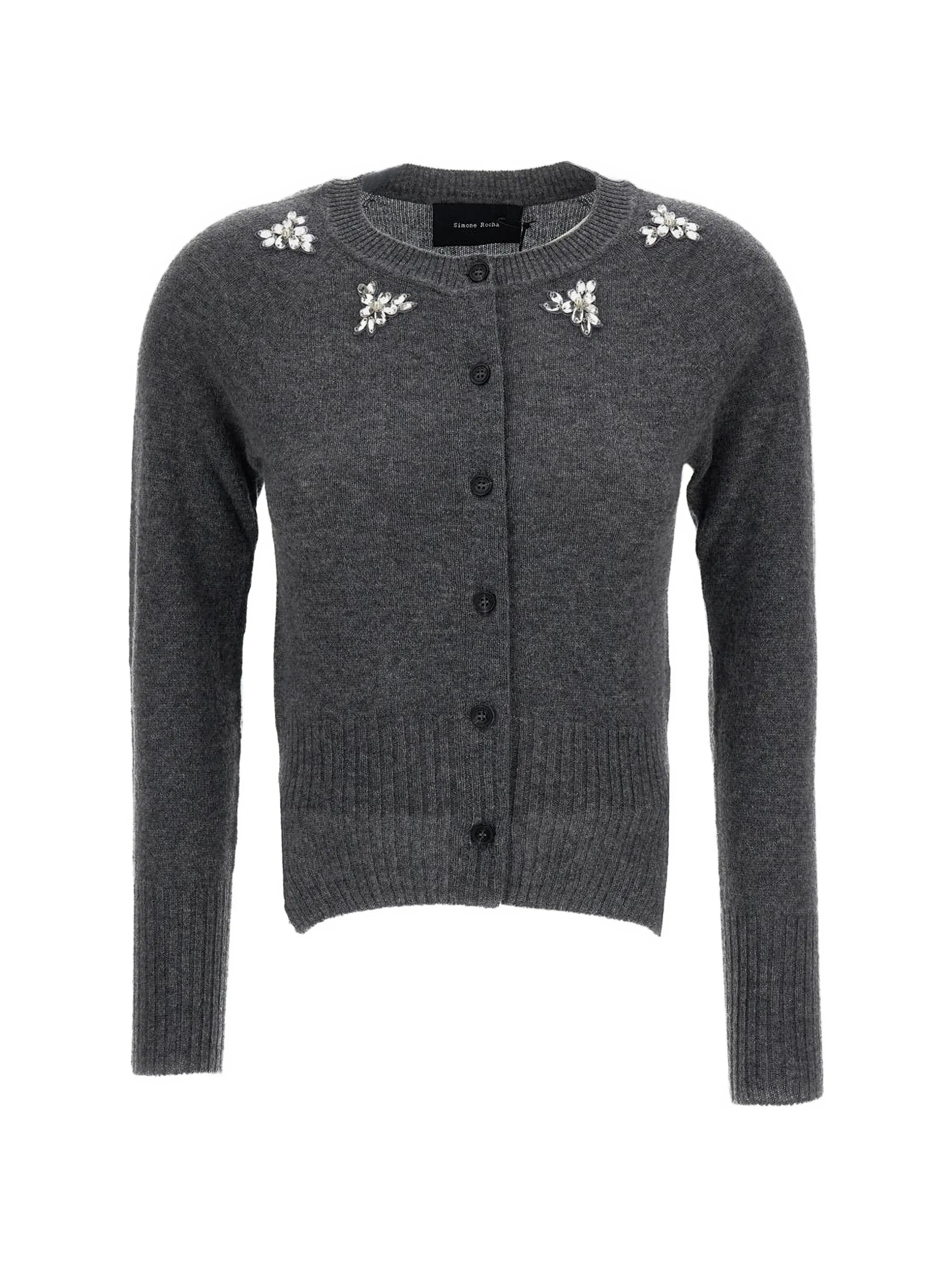 faux-pearl crystal-embellished cardigan