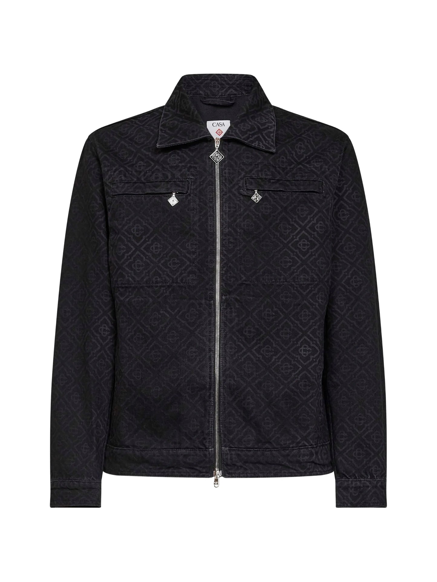 monogram-pattern denim jacket