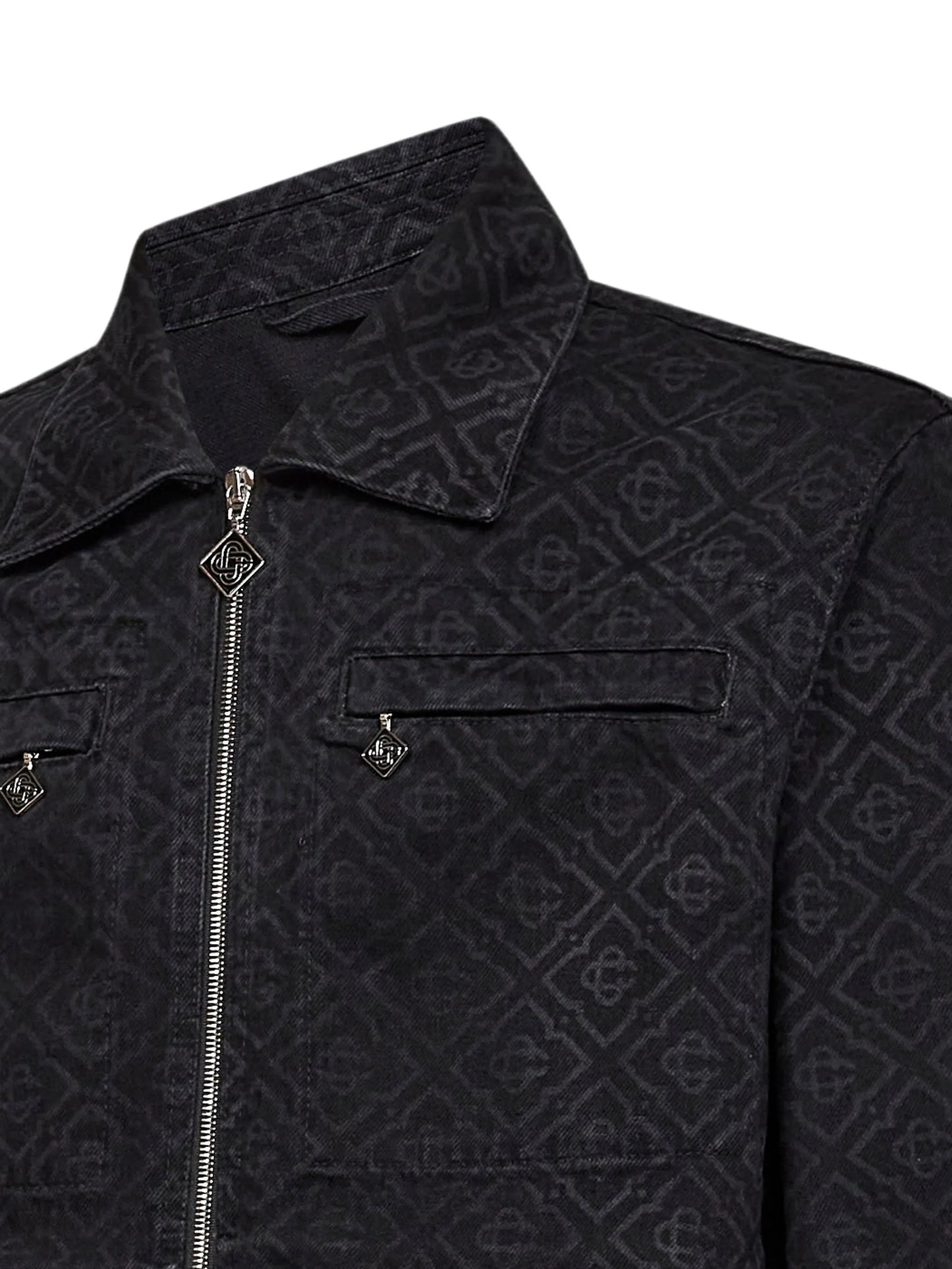 monogram-pattern denim jacket