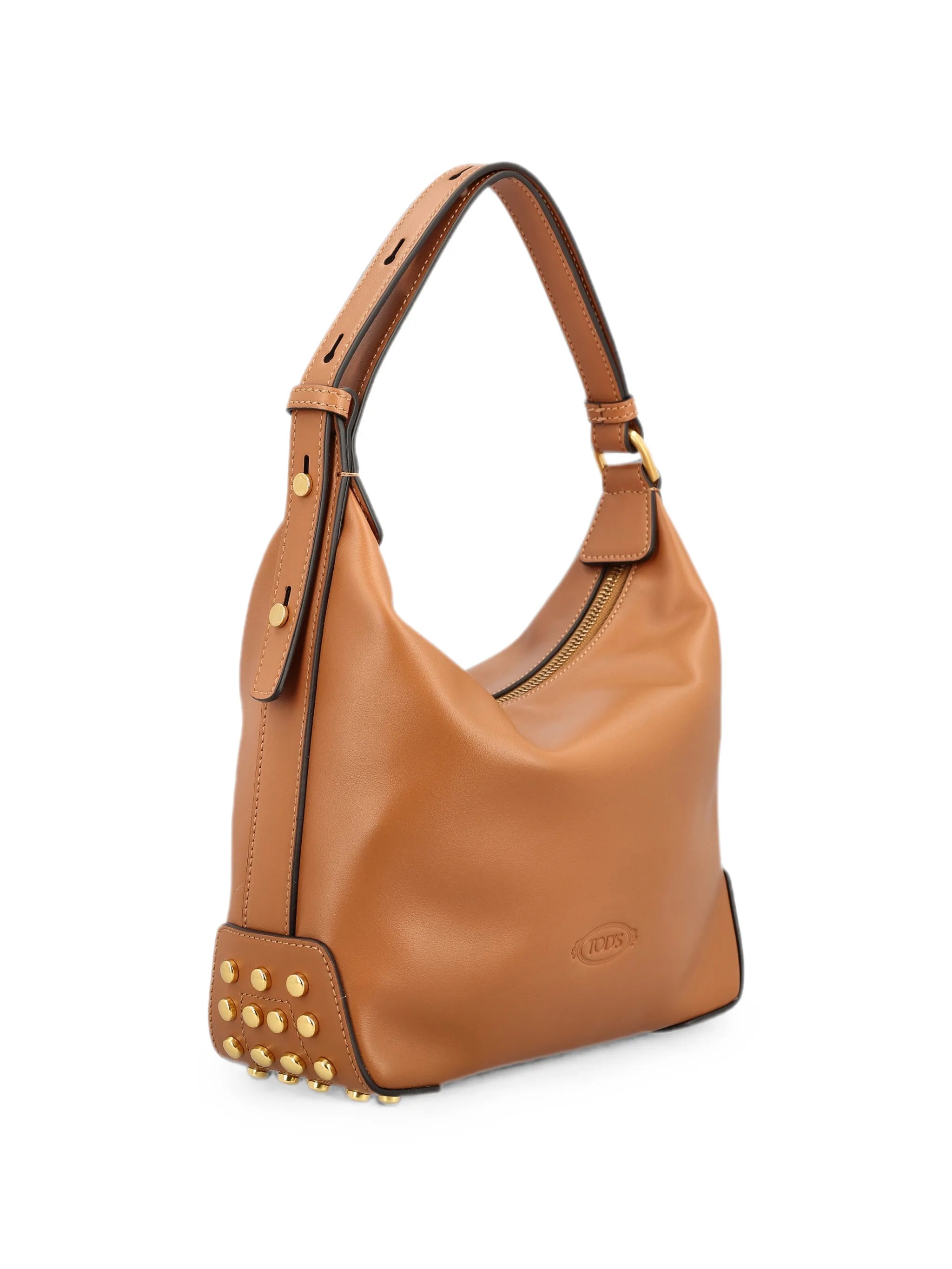 stud-embellished leather shoulder bag