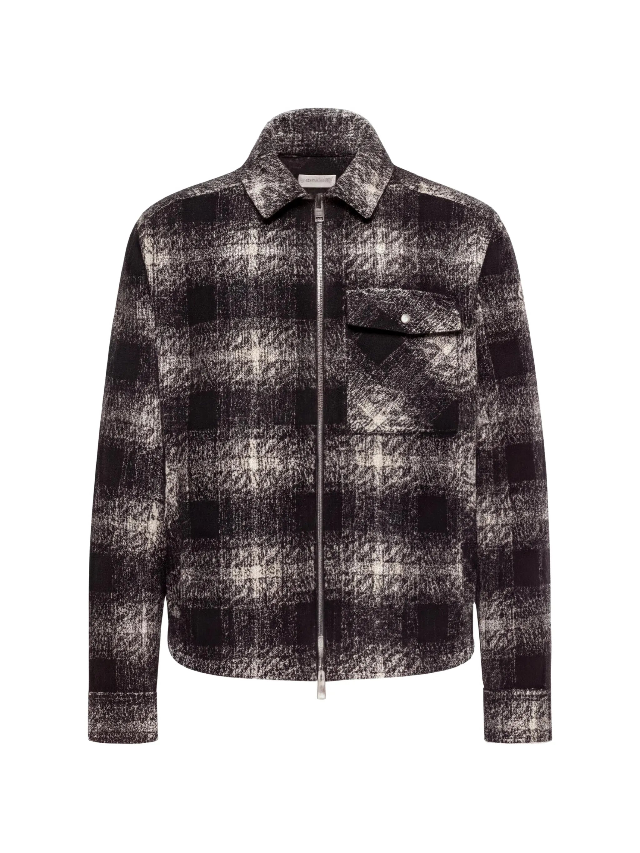 check zip-up shirt jacket