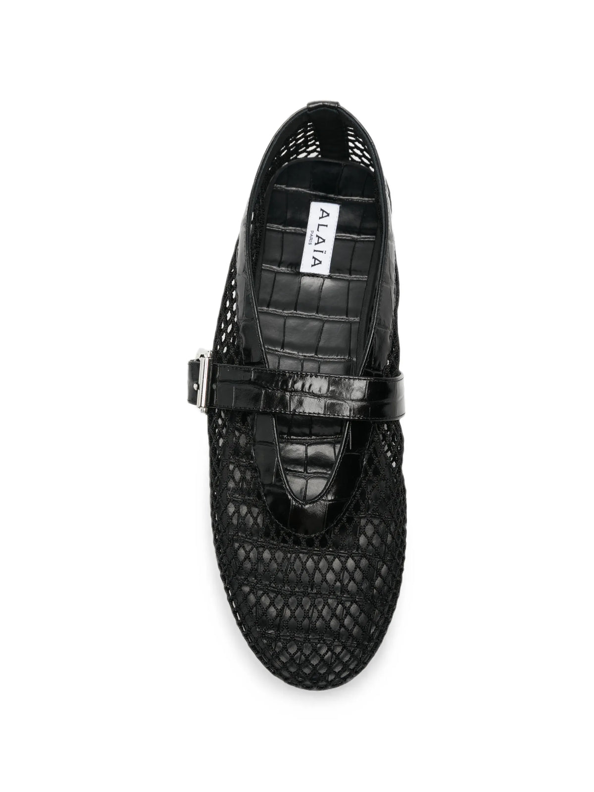 La Ballerine croc-effect mesh ballet flats