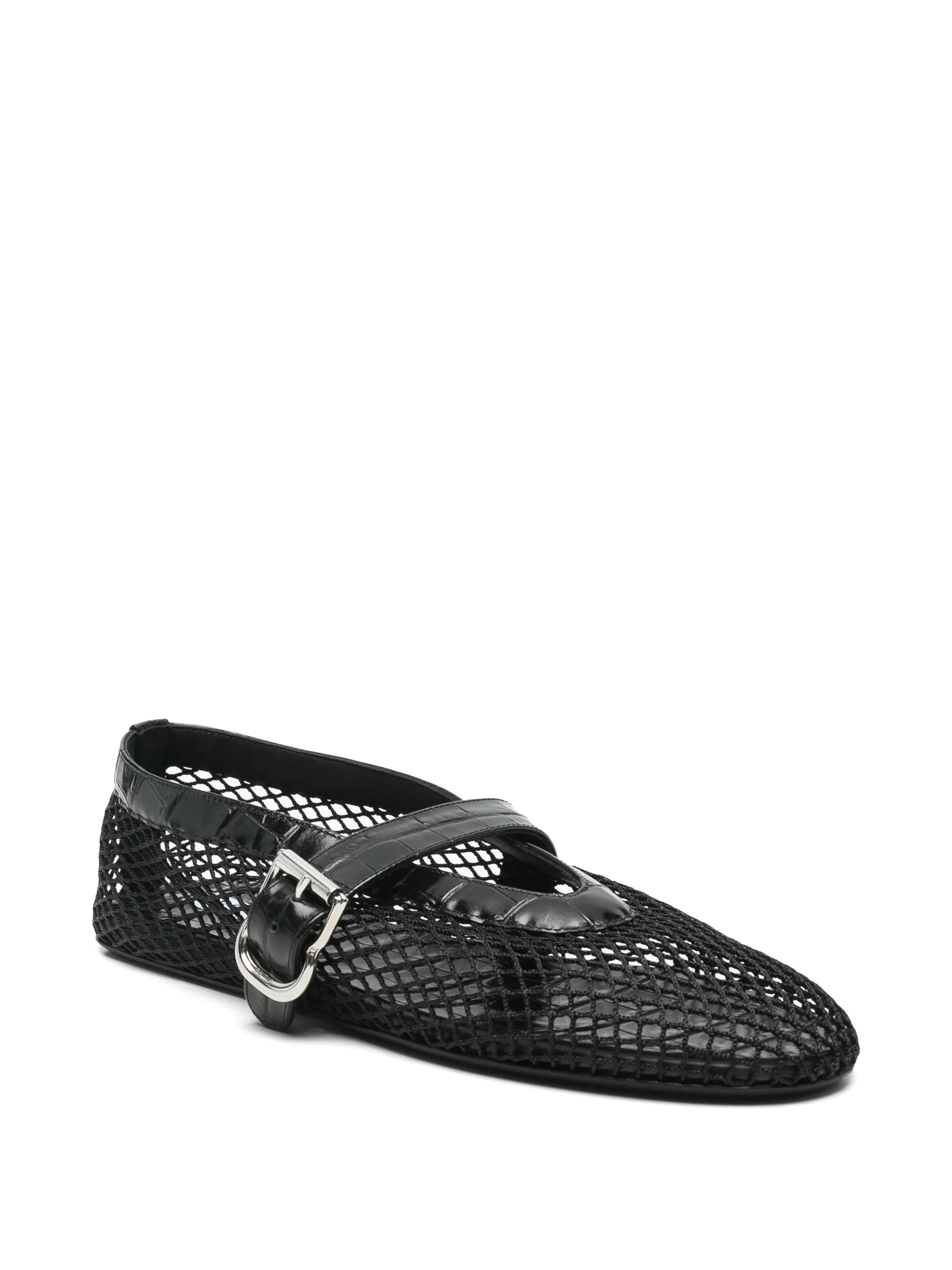La Ballerine croc-effect mesh ballet flats