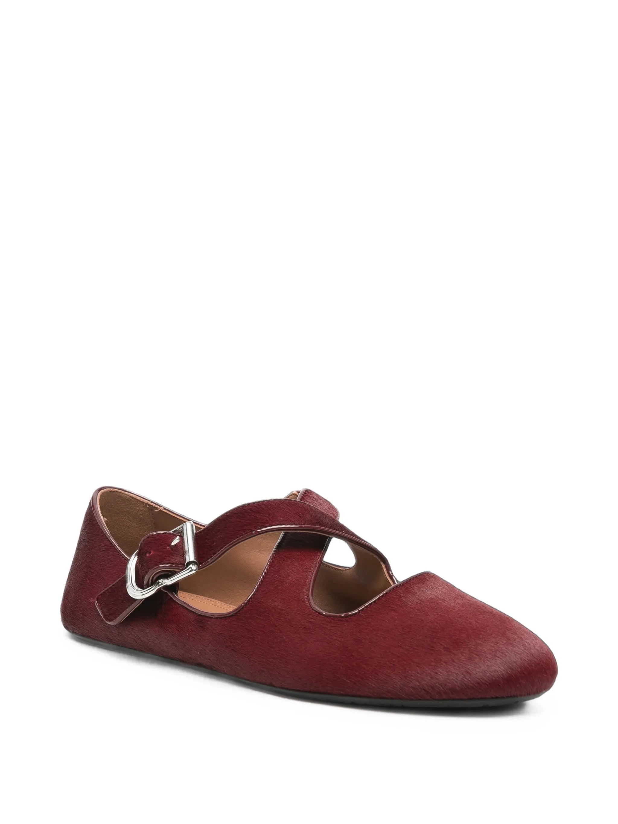 Criss-cross calf-hair ballet flats
