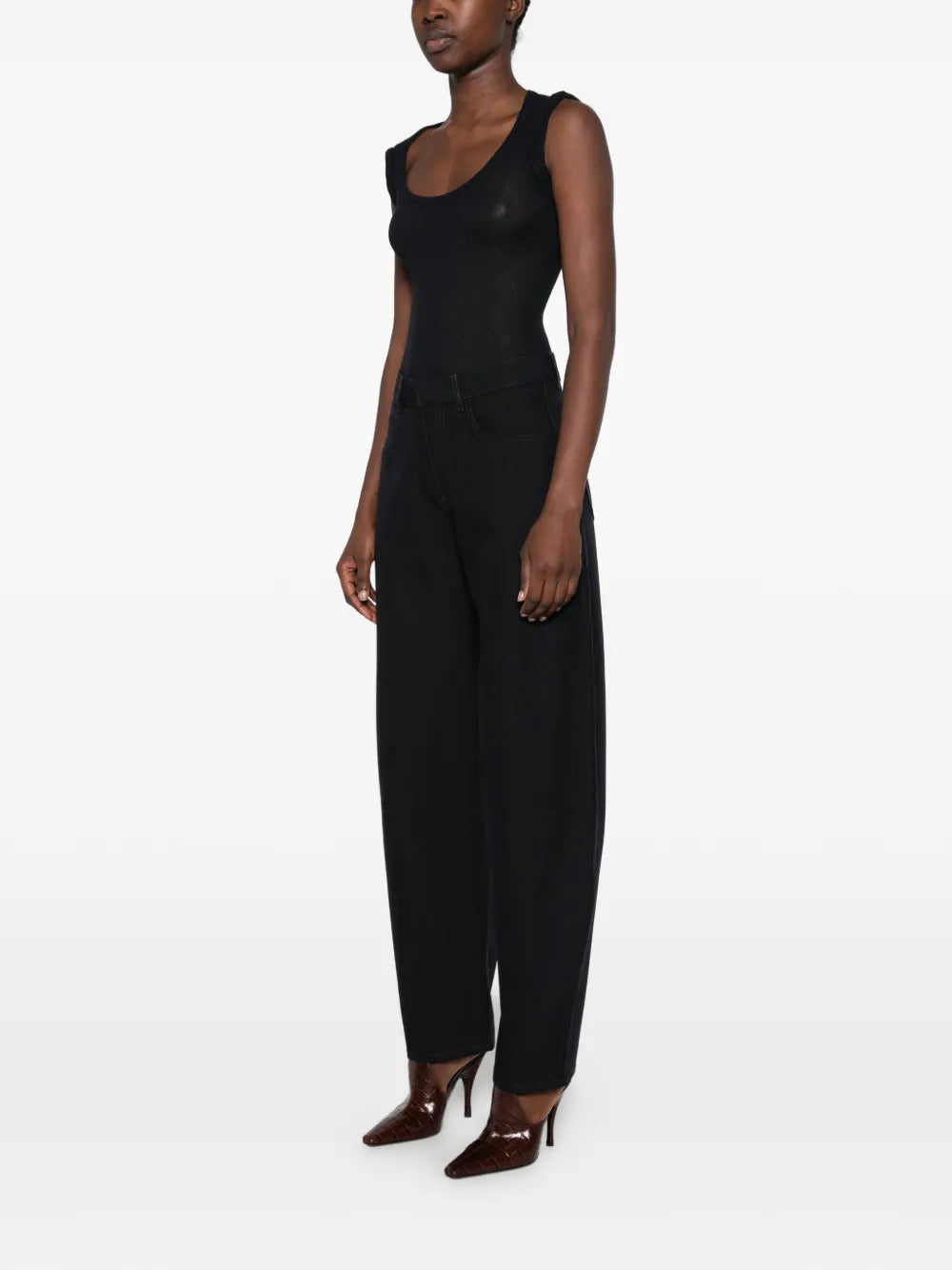 Round pants wool denim