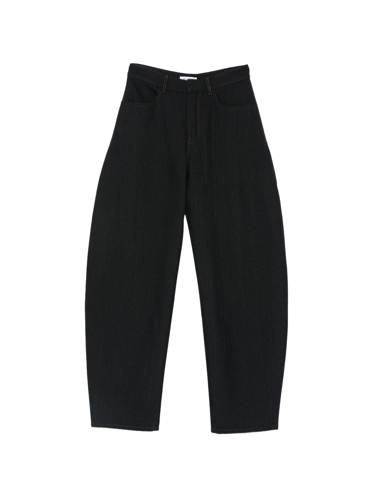 round wool denim trousers
