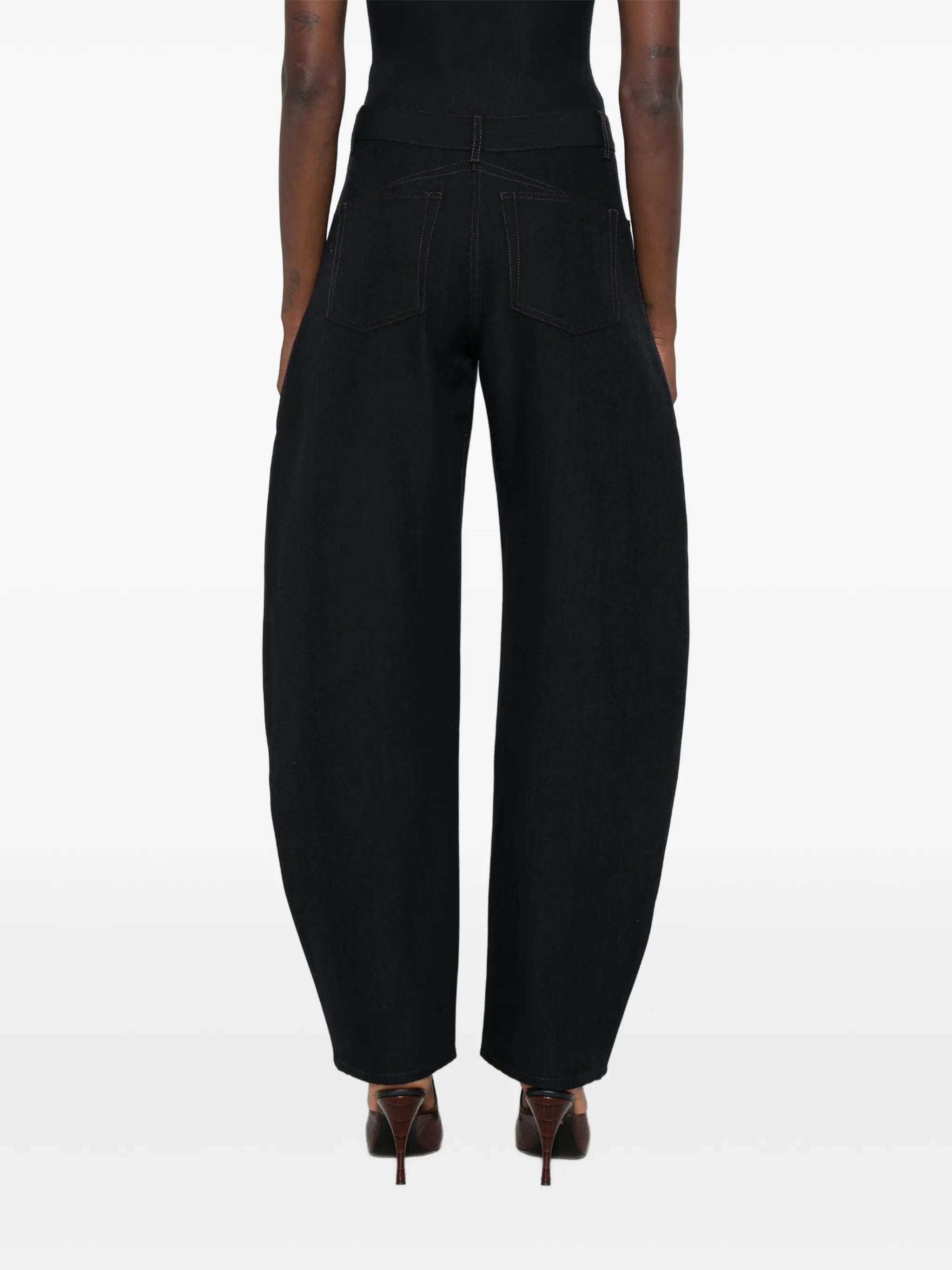 round wool denim trousers
