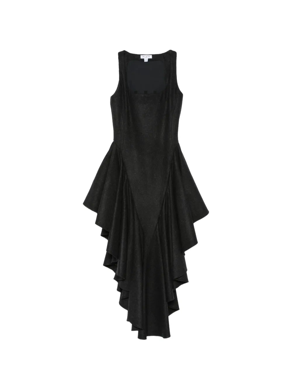 Triangle felted wool ruffled midi dress