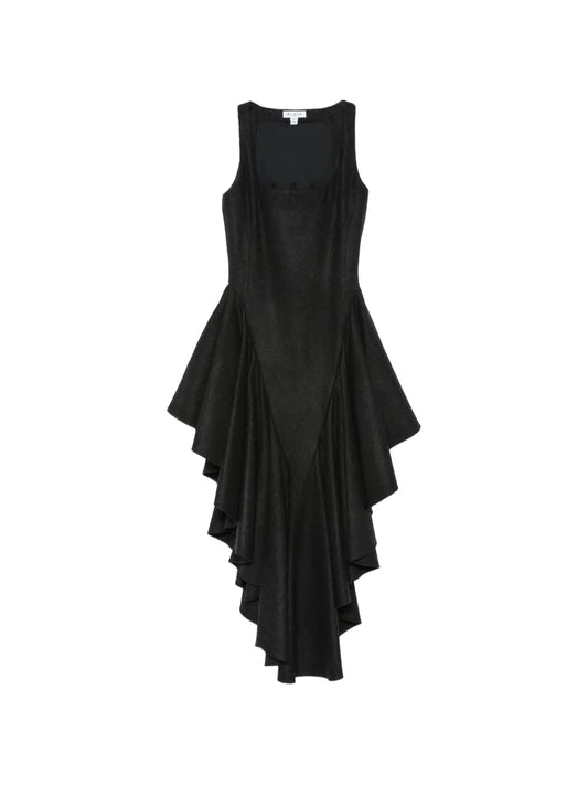 Triangle felted wool ruffled midi dress