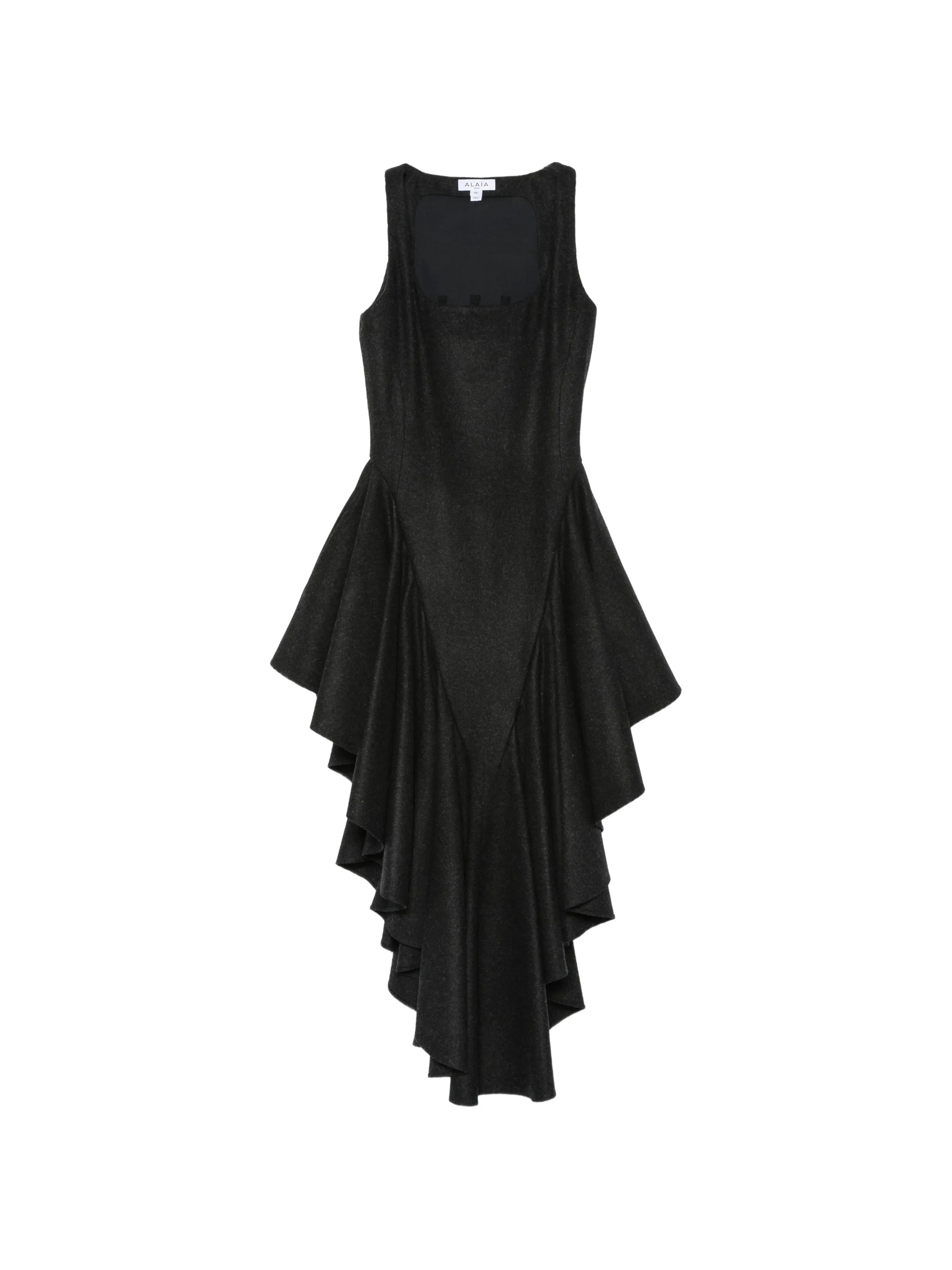 Triangle felted wool ruffled midi dress