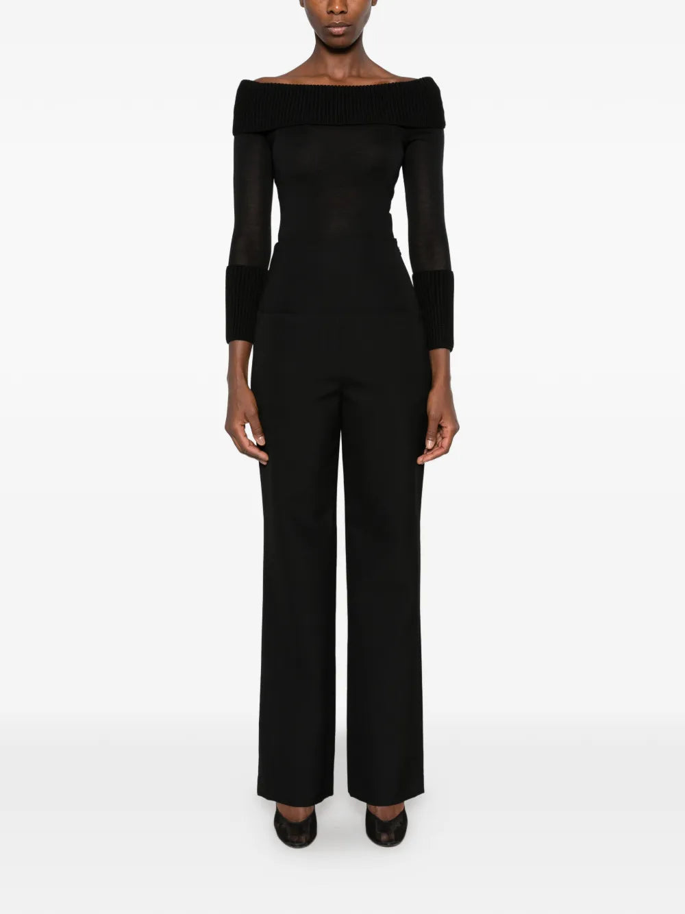 off-shoulder merino jumpsuit