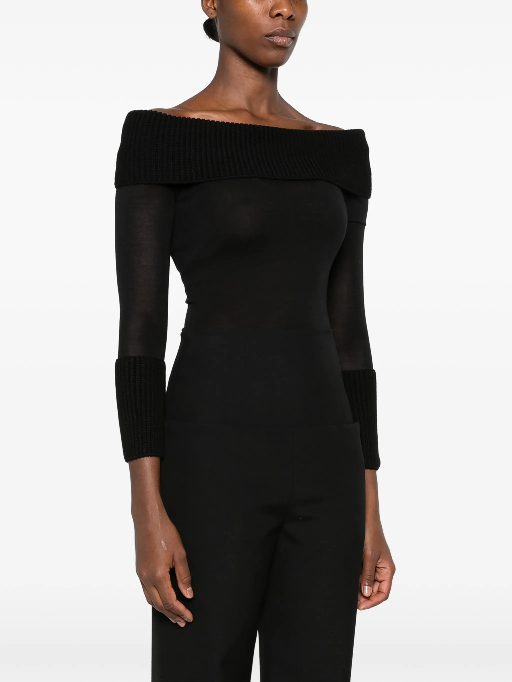 off-shoulder merino jumpsuit