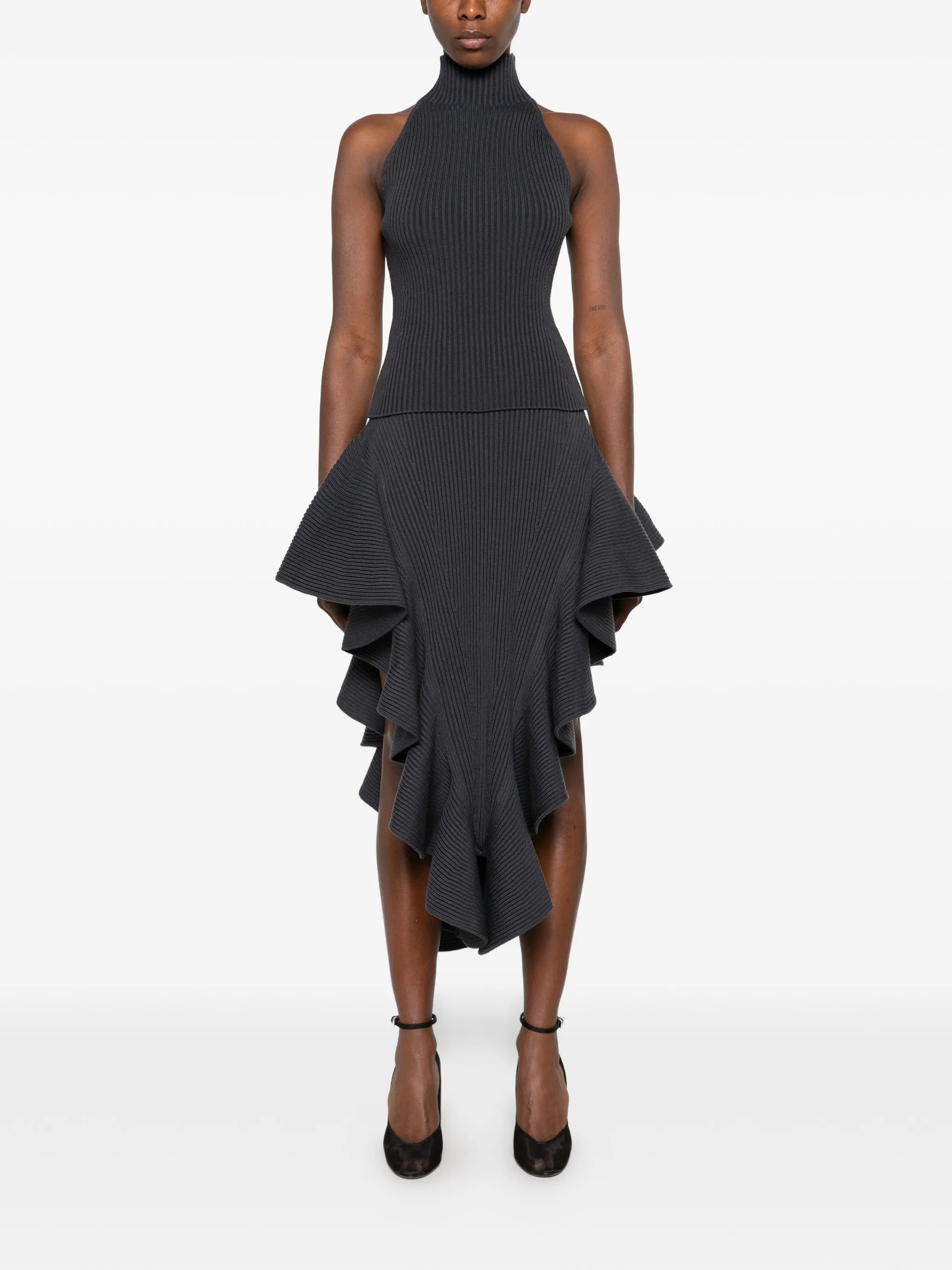ribbed-knit halterneck top