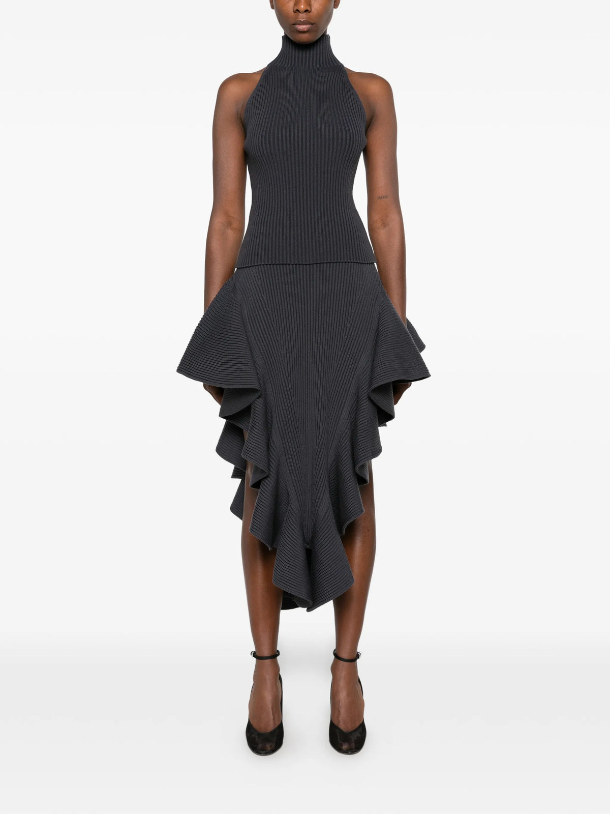 ribbed-knit halterneck top